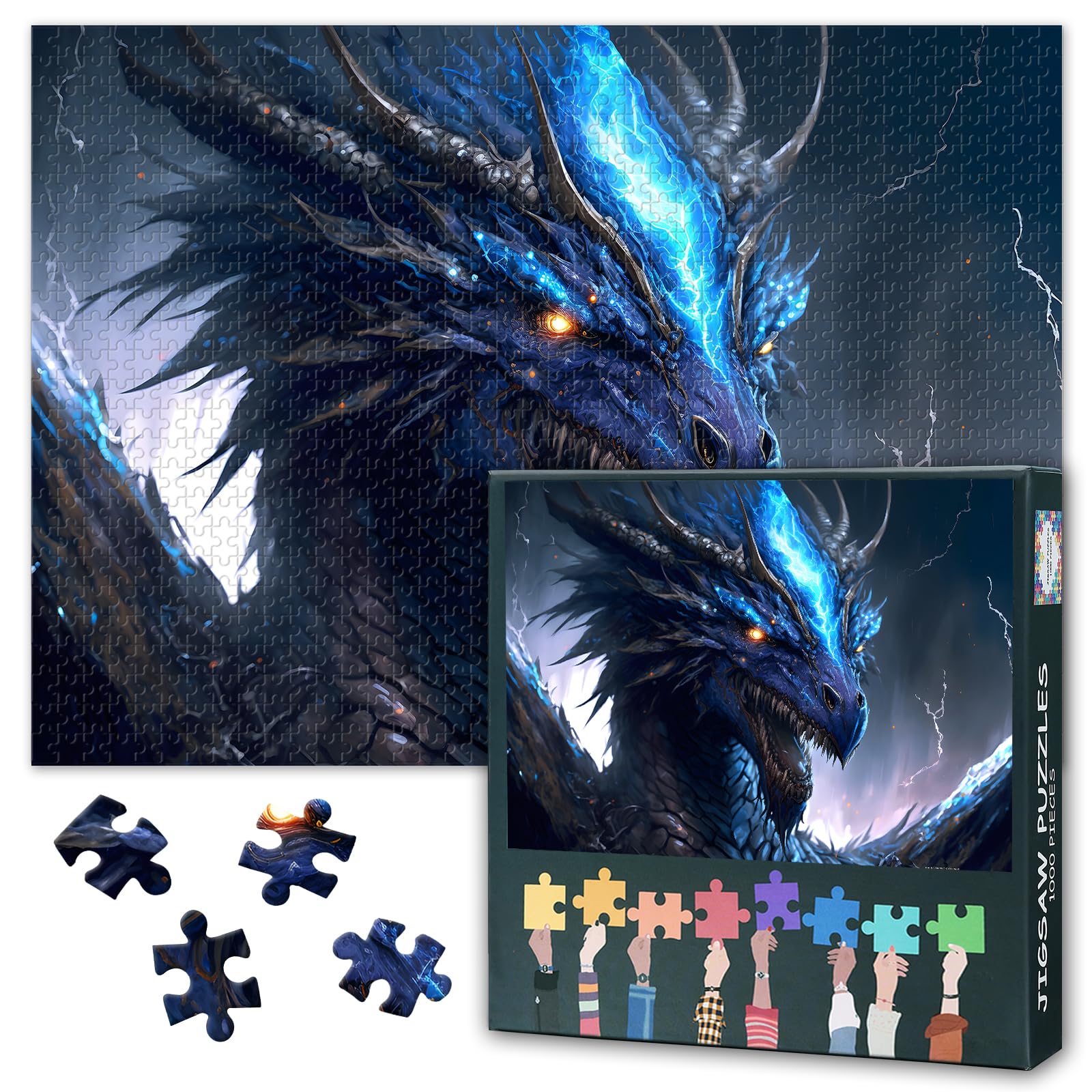 Jigsaw Puzzles for Adults 1000 Piece - Challenging Puzzle Cool Dragon Art, 27.5x19.7 Inch Family Educational Game & Unique Living Room Decor Gift (Fantasy Dragon Series) โ image 1