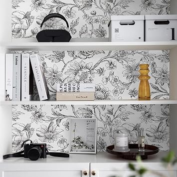 Cohoo Home Black White Floral Wallpaper Peel and Stick Sunflower 17.378.7