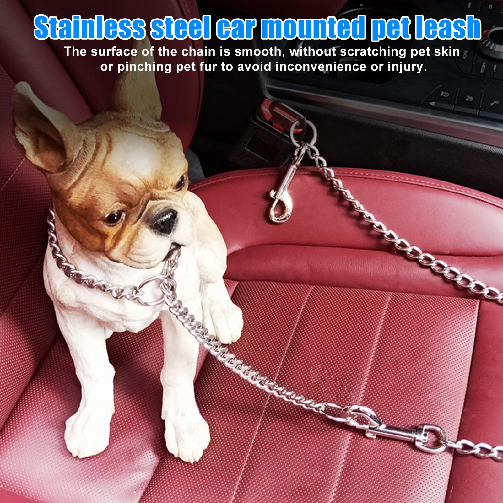 Collier en acier inoxydable Ceinture de sécurité résistante aux morsures 80 cm Harnais de sécurité pour chiens de petite taille