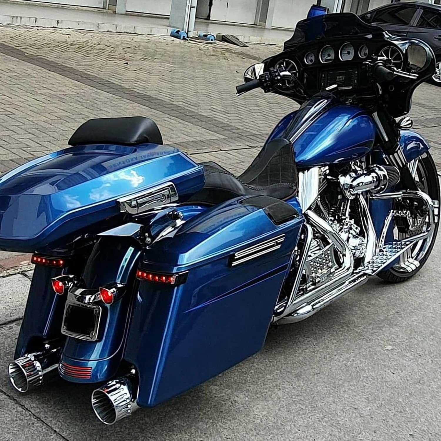 JMTBNO Saddlebag Housing Tail Run Brake Turn Light Lamp LED Len for Touring Street Road Glide CVO Electra Glide Ultra Classic Ultra Limited CVO 2014-2022 (Black-Smoke)