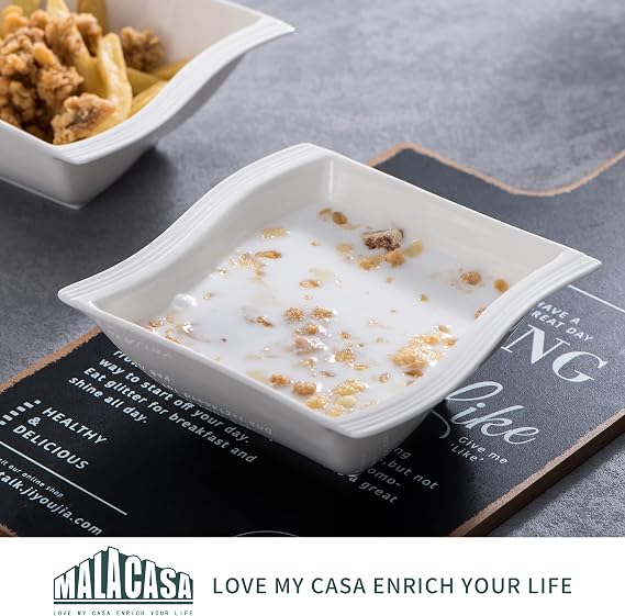 MALACASA 30 Piece Ivory White Dinnerware Sets Bundle with 26 Piece Plates and Bowls Sets, Series FLORA