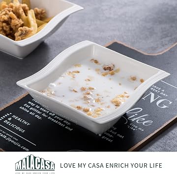 MALACASA 30 Piece Ivory White Dinnerware Sets Bundle with 26 Piece Plates and Bowls Sets, Series FLORA