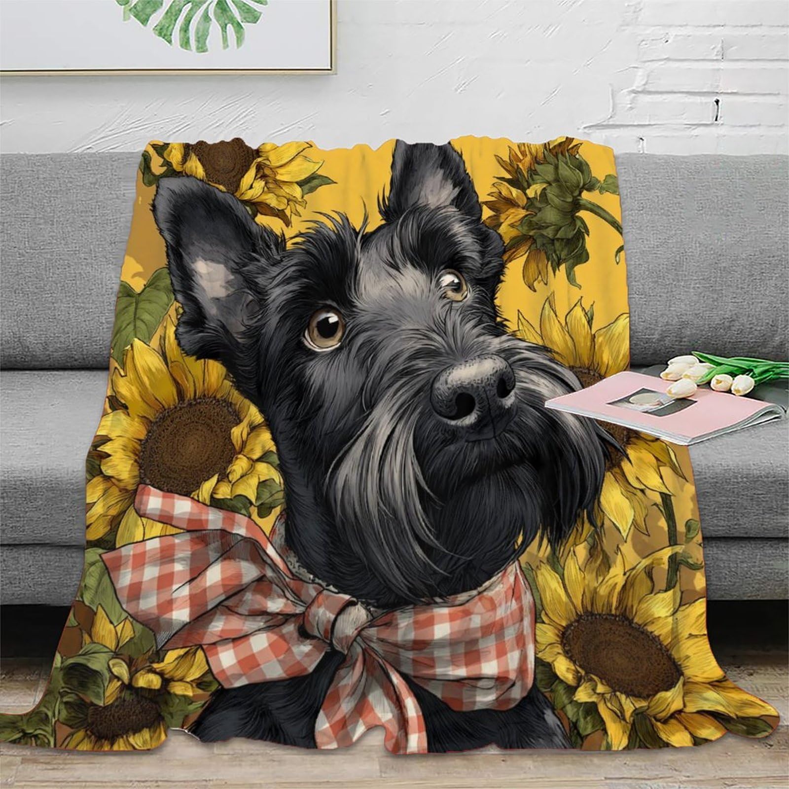 Couverture Terrier 3D en microfibre 150x200cm pour canapé