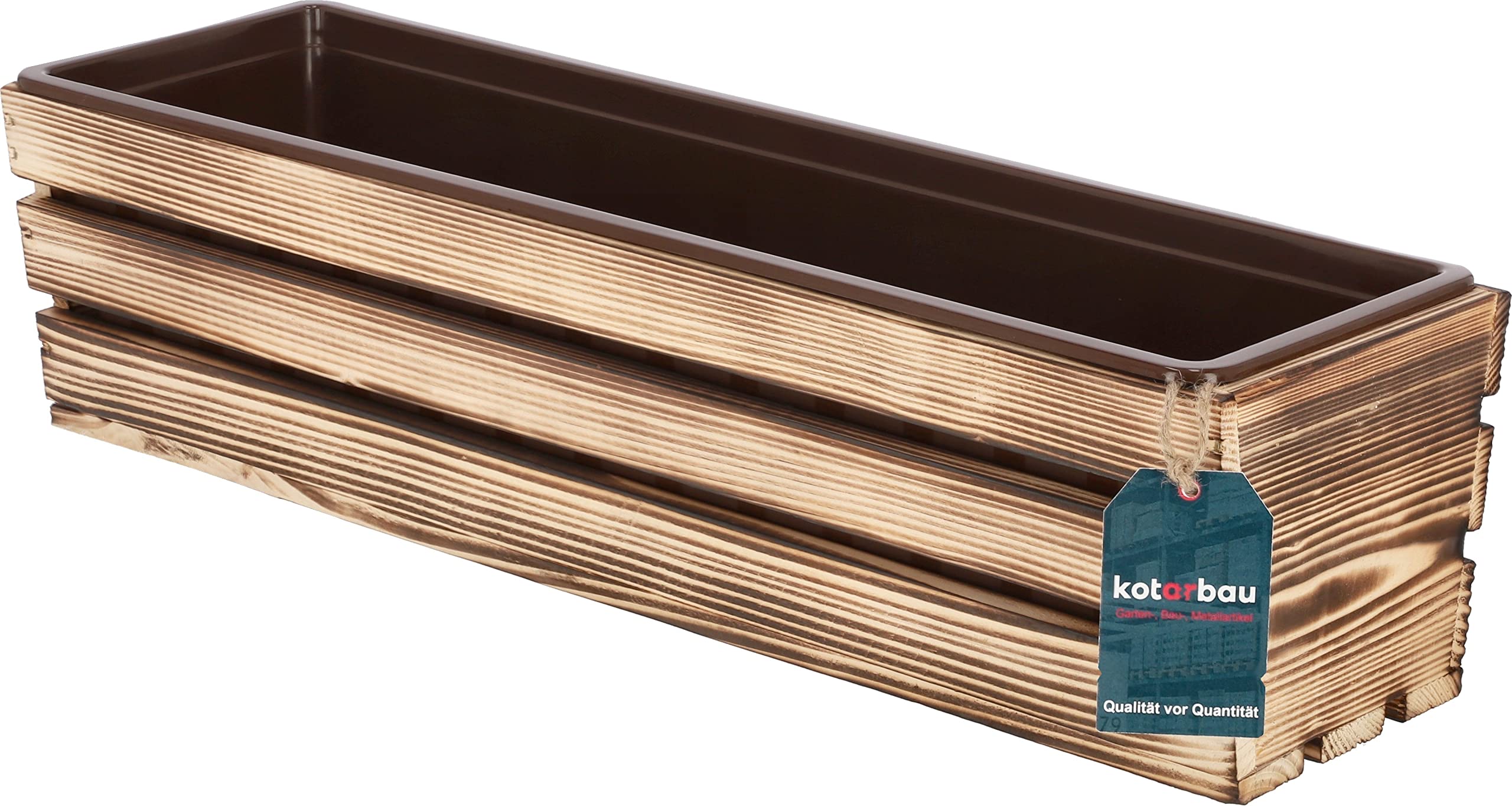 KOTARBAU® Jardineras Exterior - Madera - 60 x 18 x 15 cm - Rústico - Macetero Rectangular Exterior - Macetas - con Inserto de Plástico - Jardinera Balcon - para Terraza