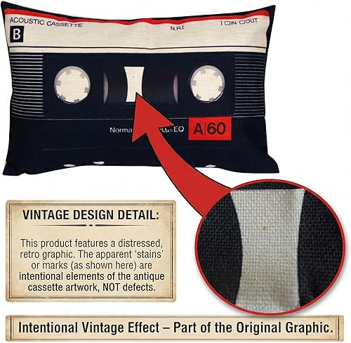Miniatura 2 de Almohada con cinta de casete, fundas de almohada para geeks de 12 x 20 pulgadas, solo funda