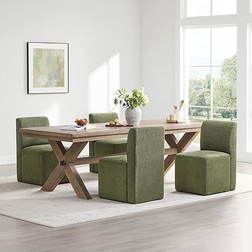 Miniatura 26 de CHITA Juego de 2 sillas de comedor con ruedas, sillas modernas rodantes sin brazos tapizadas con certificación FSC para dormitorio, sala de lectura,