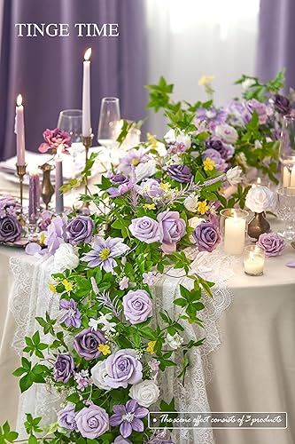 Miniatura 5 de TINGE TIME Guirnalda de flores de 6 pies, guirnaldas para decoración con flores con tarjeta perfumada, ambientador, rosas artificiales para boda,