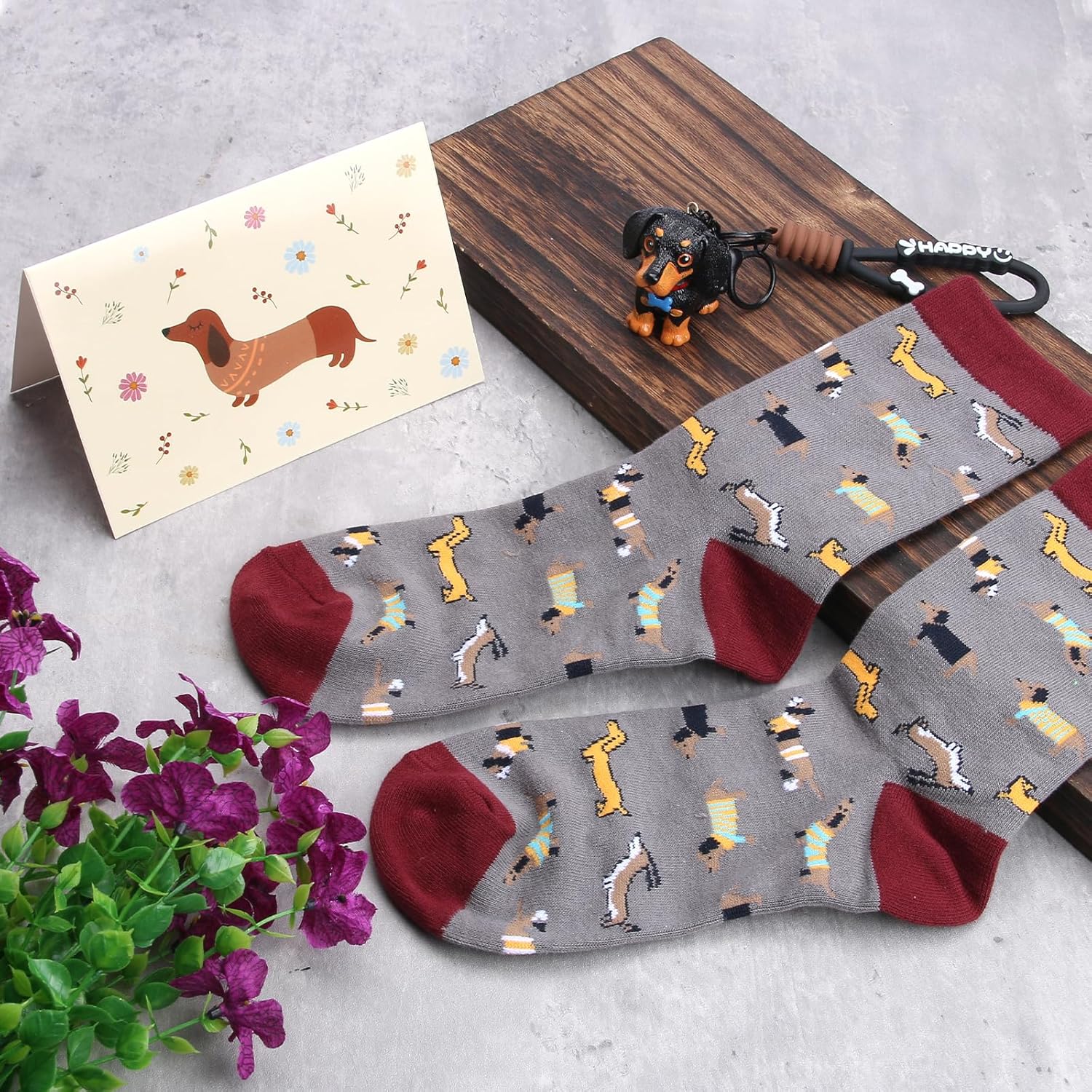 Dachshund Gifts for Women Funny Gifts for Dog Lovers Including Makeup Bag Glass Cup Keychain Socks Notepad Canvas Tote Bag Straw Cap for Birthday Christmas Mothers Day - Image 4