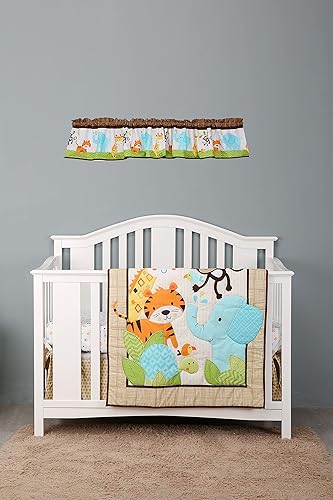 Miniatura 4 de CribMATE Cenefa de ventana para habitación del bebé, diseño de elefante, jirafa, tigre, para bebé, niño y niña (elefante de mono verde)