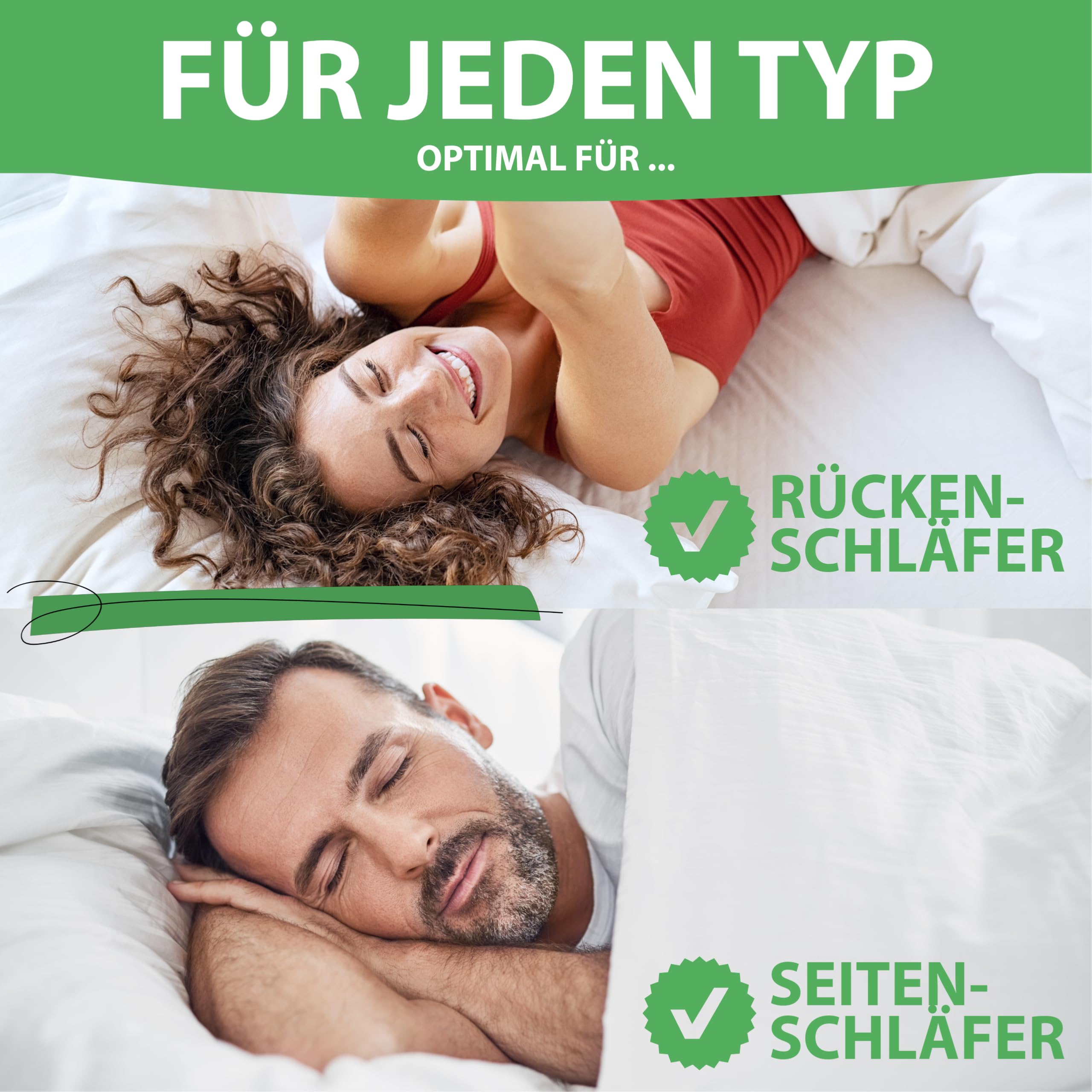 Welldora Premium Kopfkissen 40x80 | 100% Daunenfasern & Federn | Innovatives Puffwolken-Design für höchsten Komfort & Ergonomie | Mittelfestes Kissen fachärztl. geprüft, Oeko-Tex zert. in der Schweiz
