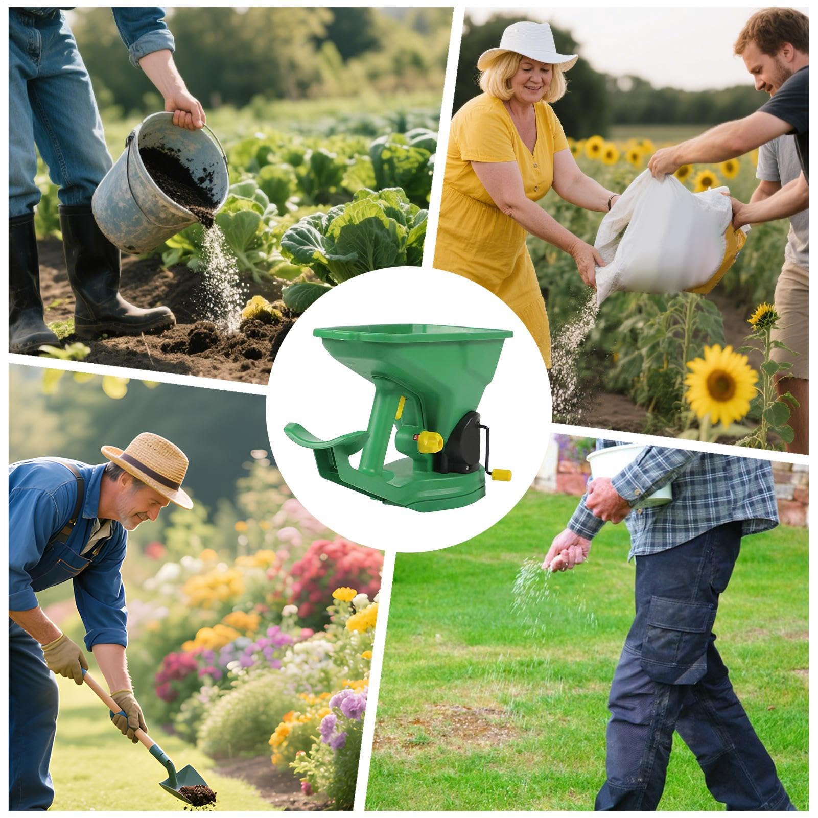 Spandiconcime Per Prato | Spandiconcime a Manovella per Diffusione - Ergonomico Con Controllo Regolabile Per Spargimento Fertilizzante In Patio Vivai Serre Cortile