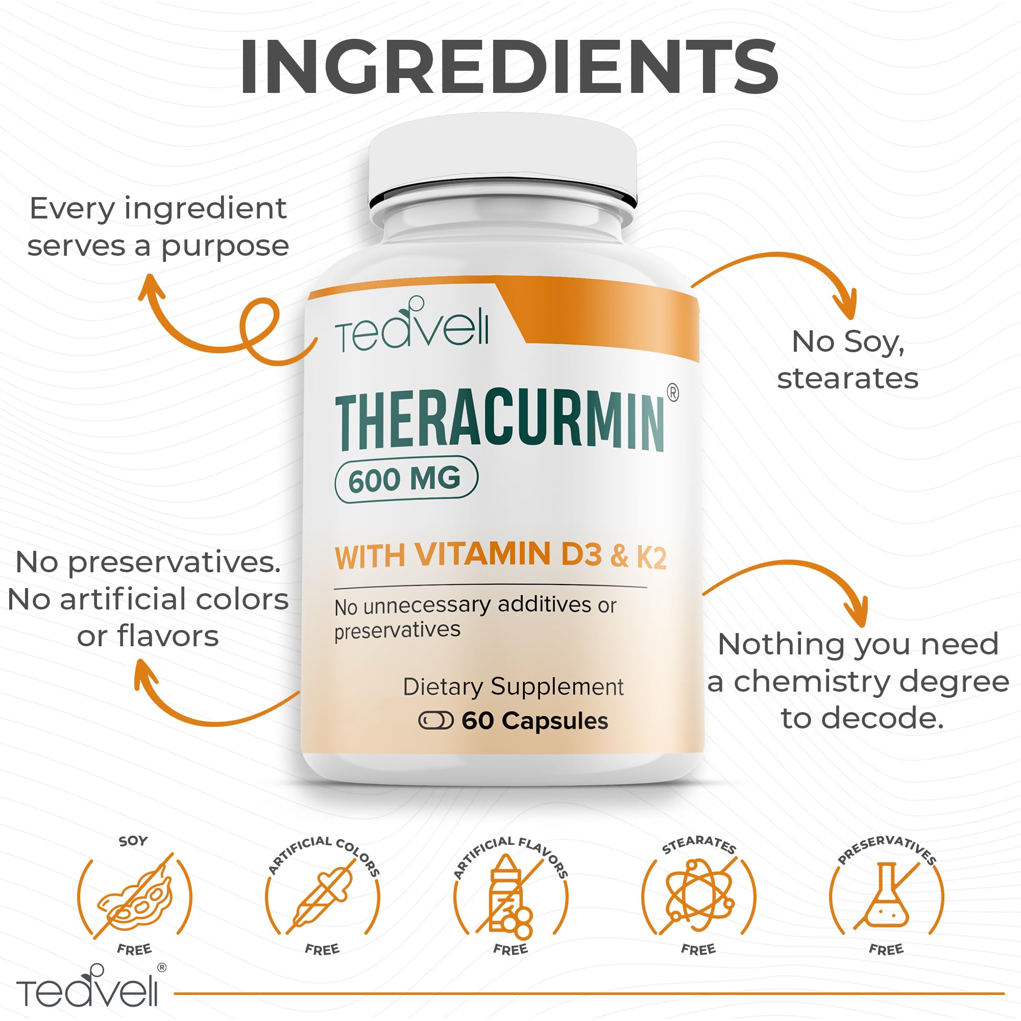 Teaveli Theracurmin Turmeric Curcumin 600mg with D3 & K2 — Amazon image 5