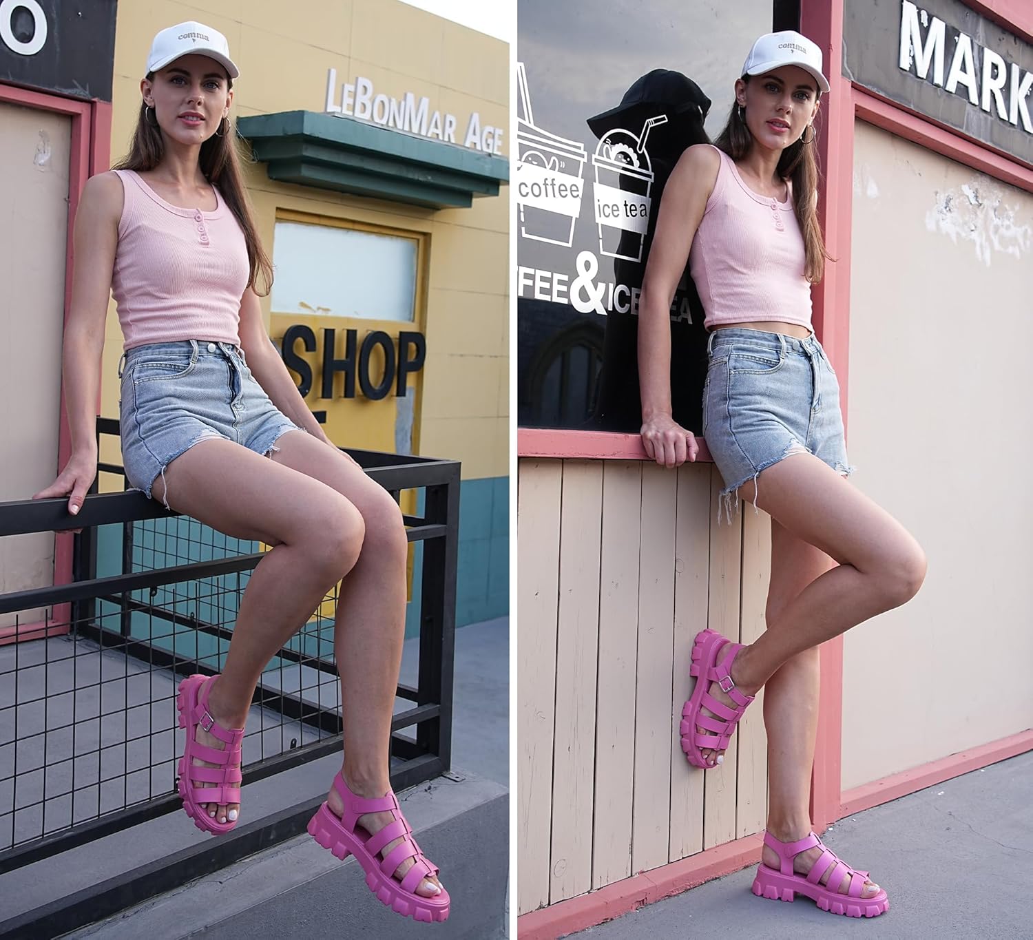 LUCKY STEP Women 's Platform Wedge Sandals Open Toe Adjustable Ankle Strap Chunky Heel - Image 2