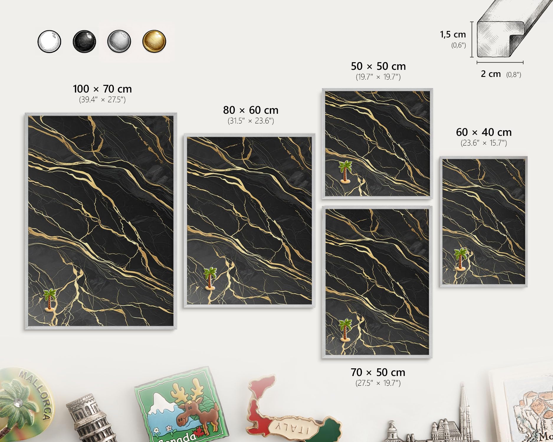 Lavagna Informativa per l'Ingresso 50x50 Onde lussuose Cornice Argento