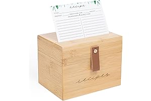 Wooden recipe box with cards