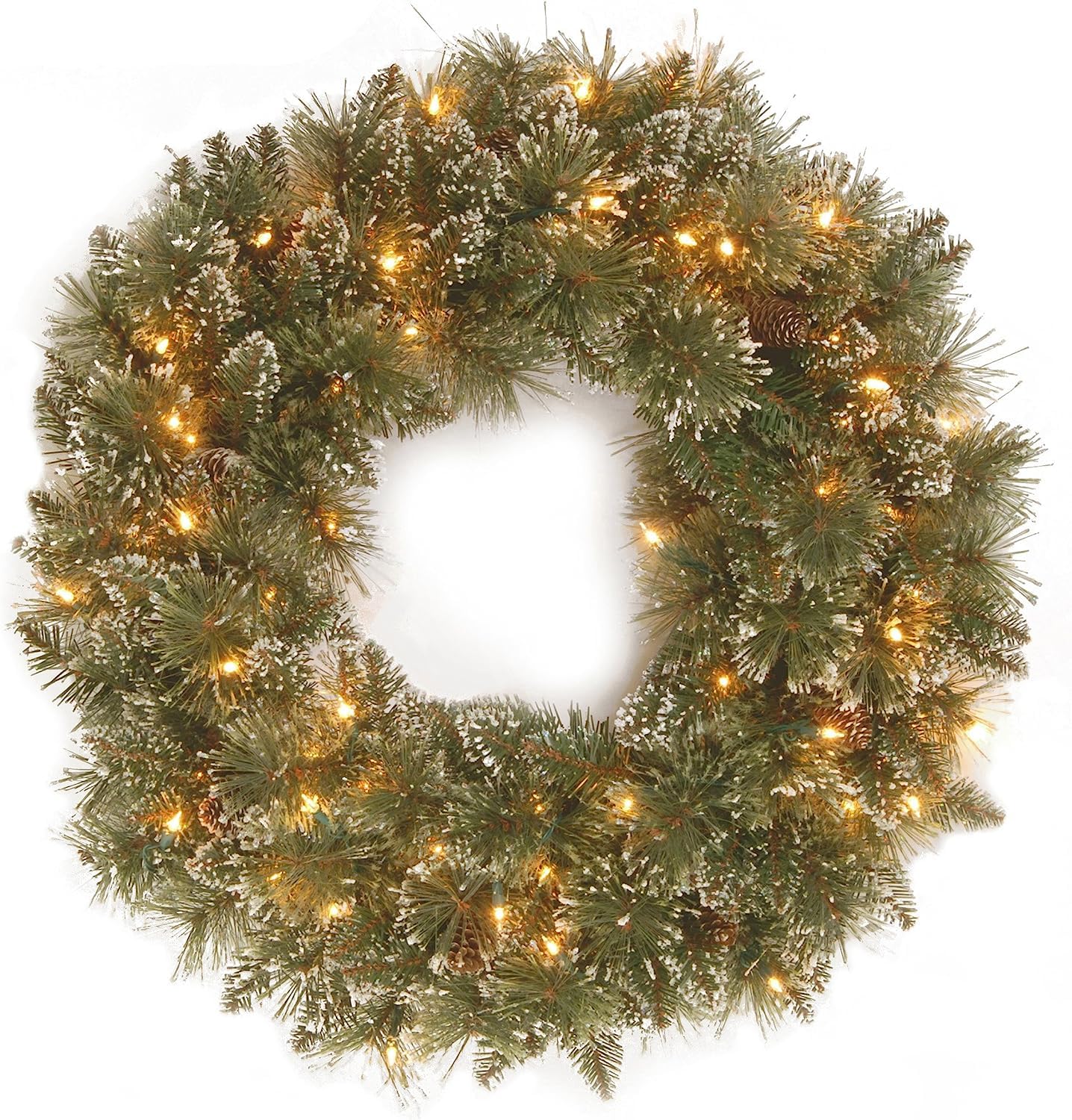 2022white × green christmas wreathe① Amazon.com: National Tree Company Pre-Lit Artificial