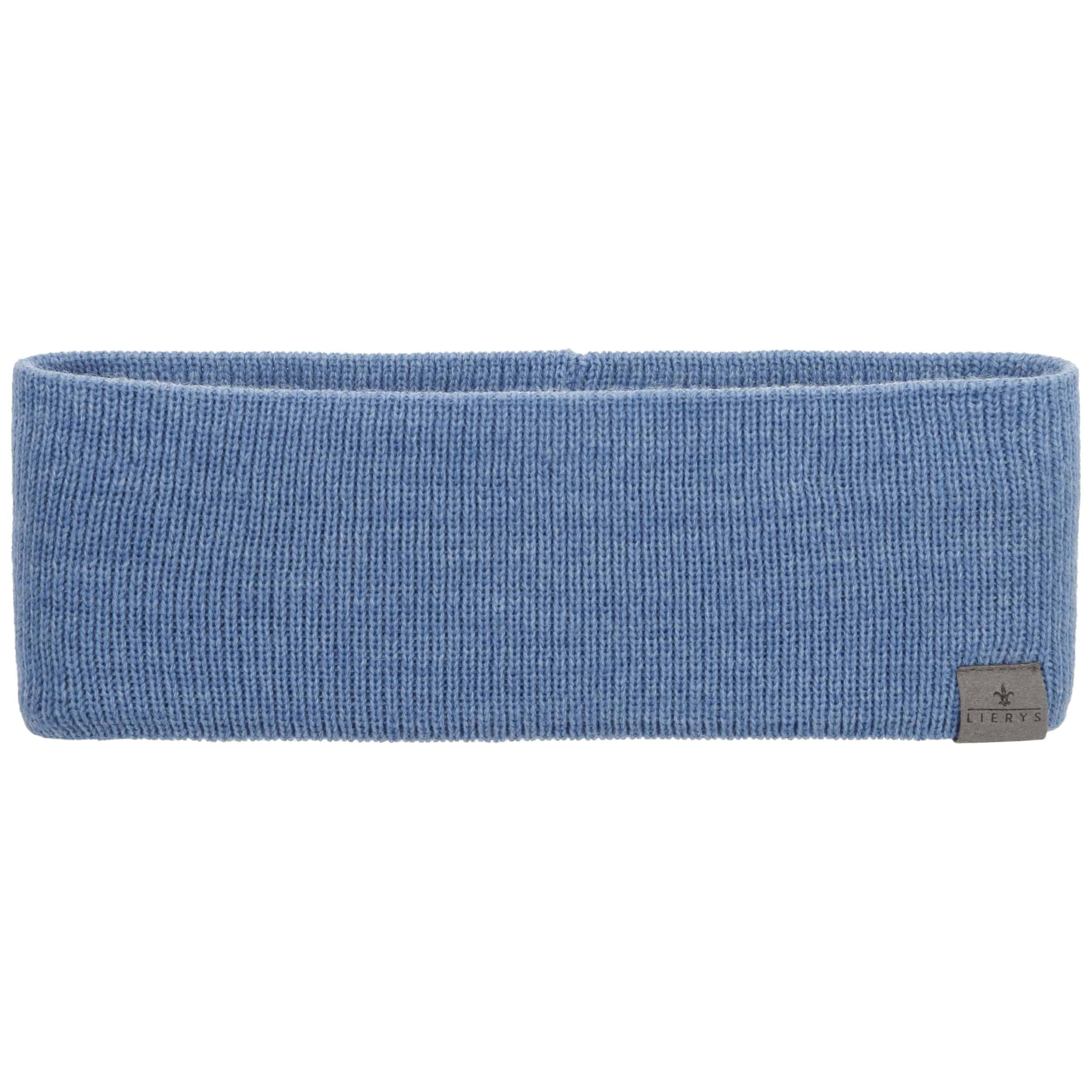 Lierys Mono Women´s/Men´s Headband (8 cm wide) - Made in Germany - Triple-layered knitted headband lined with cotton - Rib knit ear muffs - Ear protection autumn/winter denim One Size