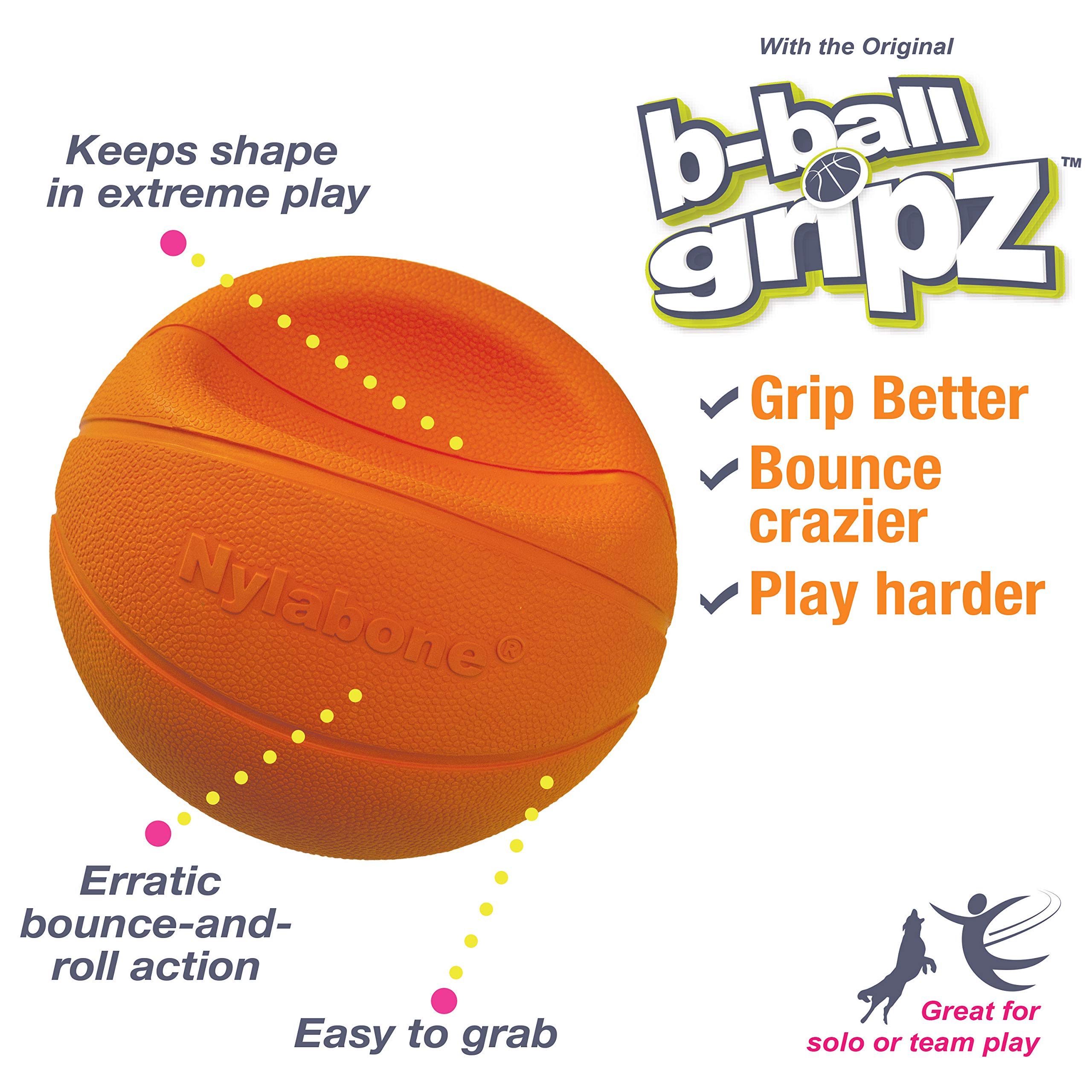 Nylabone Power Play Gripz B-Ball Ballon de Basketball pour Chien Taille L