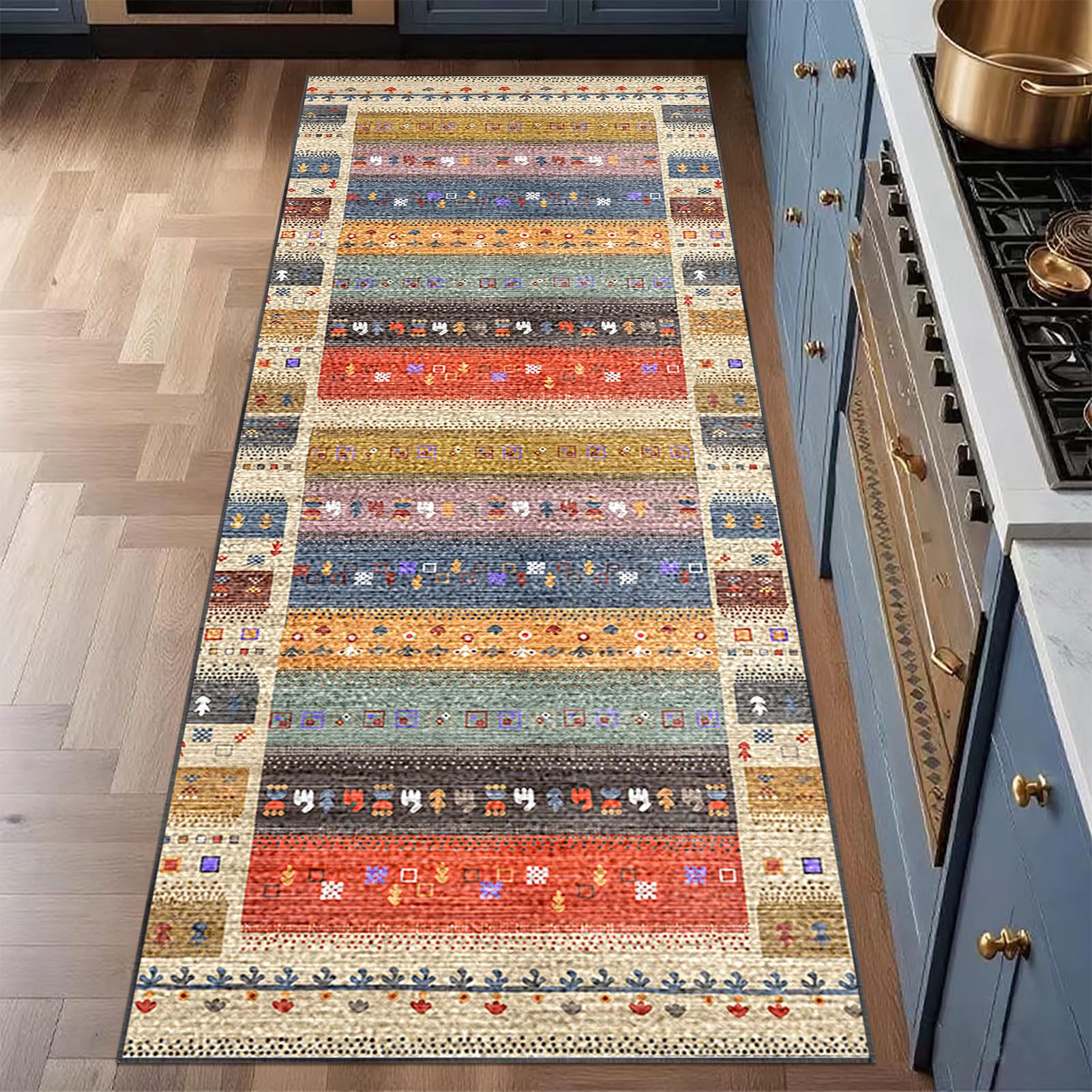 Laegnfho Runner Rug for Hallway Non Slip, Long Hallway Hall Runner, Runner Rugs for Kitchen Mat, Narrow Rugs Washable for Bedroom, Laundry Room, Kitchen, Entrance, Corridor 60 x 90 cm