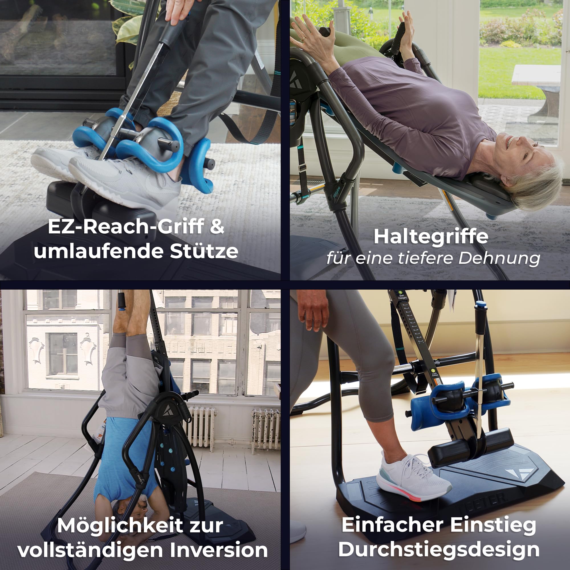 Teeter FitSpine LX9 Inversionsbank, hochwertige Streckbank, Rückenstrecker und Schwerkrafttrainer für zuhause, Inversion Table für Entspannung und mehr Wohlbefinden