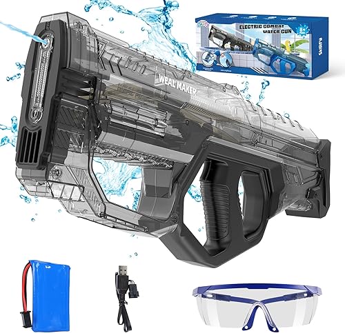 Skirfy Pistolas de agua eléctricas para adultos y niños, pistola de agua automática de hasta 33 pies de alcance y funciona con pilas, pistola de