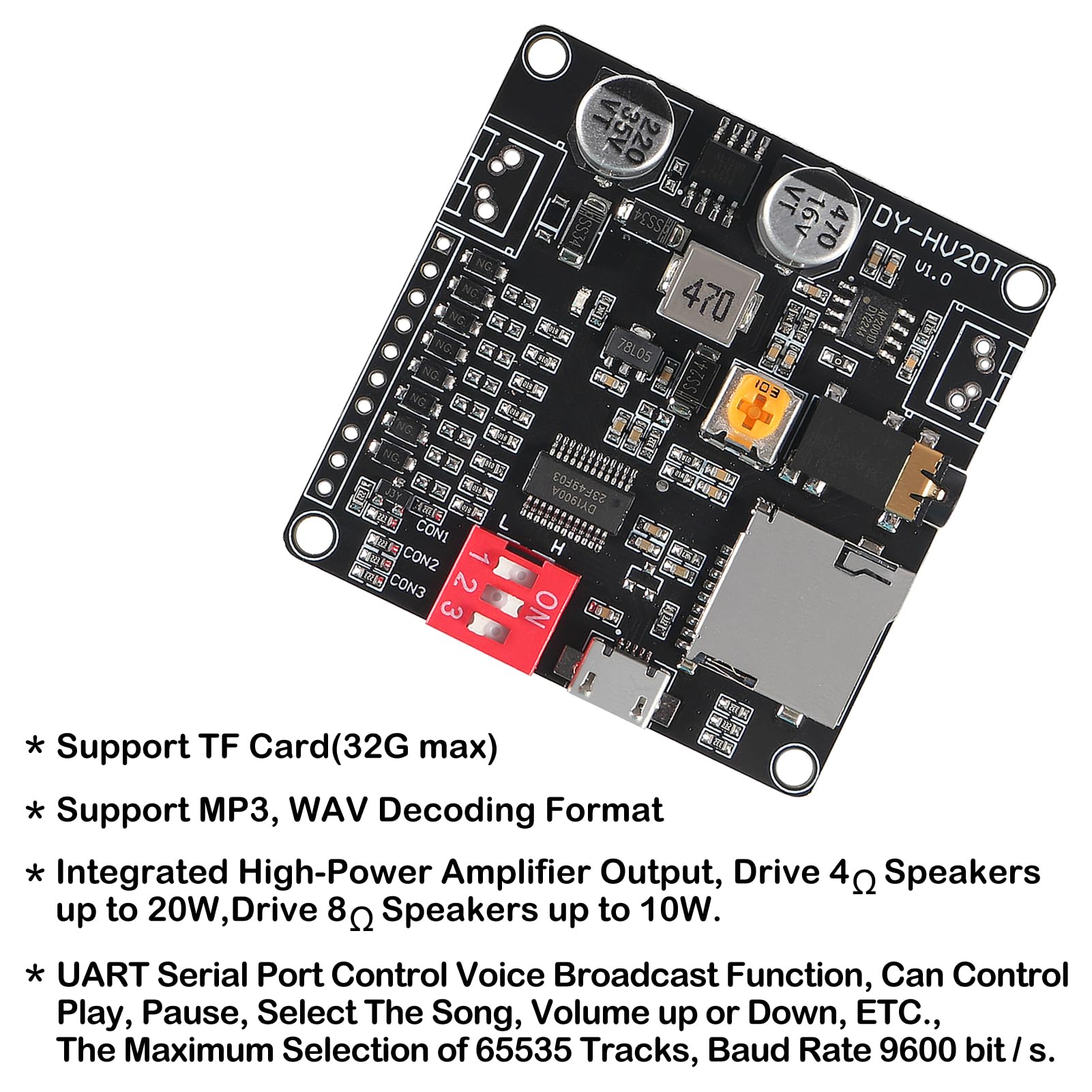 Snapklik.com : 2PCS 20W Voice Playback Module MP3 Music Player DC 6-35V ...