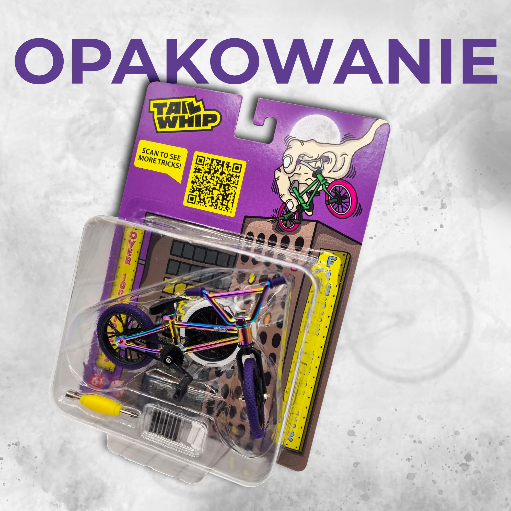 TAILWHIP Finger Bike BMX, Metalowy Mini Rower na Palce z Personalizowanymi Akcesoriami do Niesamowitych Trików, Kompatybilny z Tech Deck Fingerboards i Finger Scooters, Rozwija Motorykę Rąk, multi