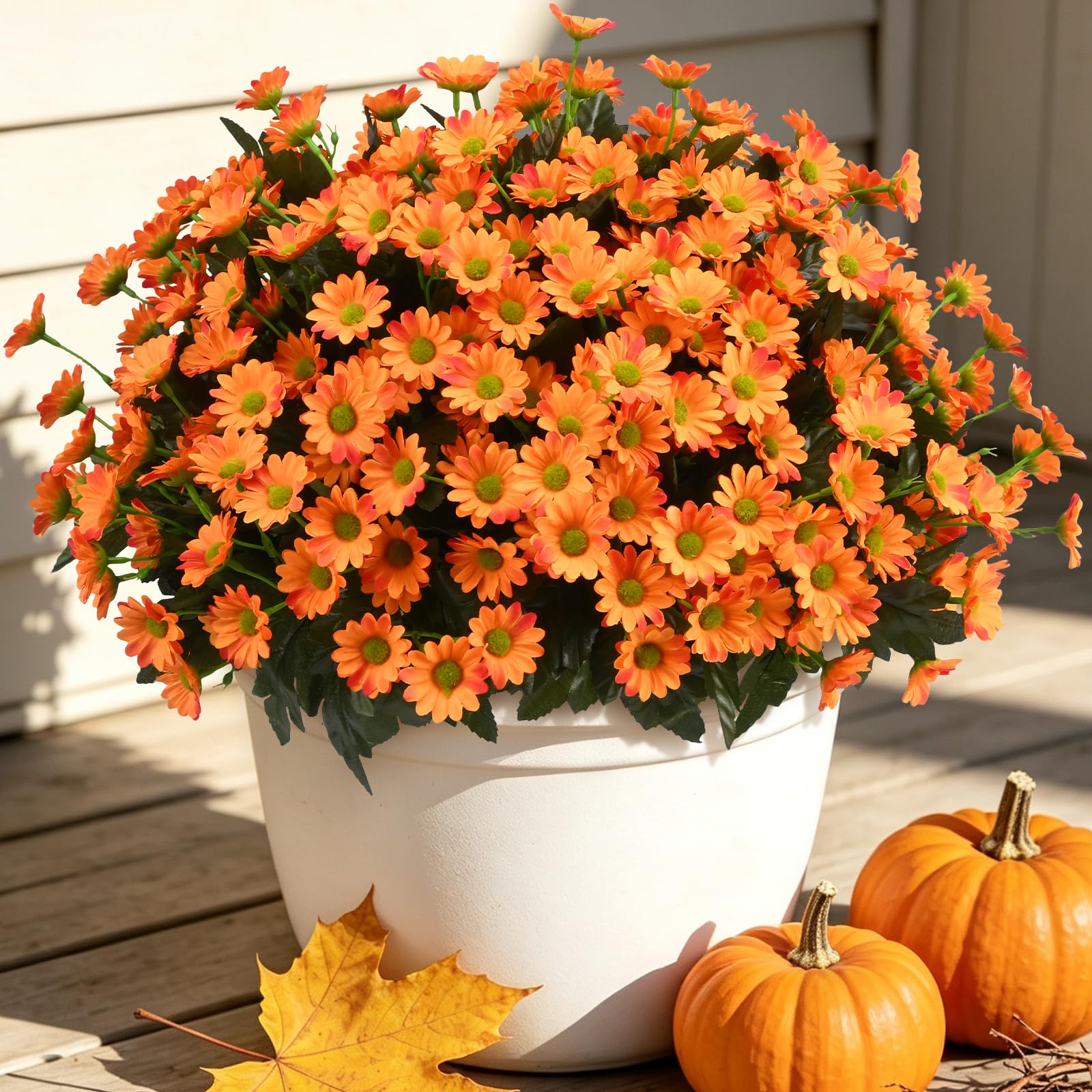 12 Bundles Fake Dasiy Artificial Mums Flowers for Outdoors Decoration | UV Resistant Weat…