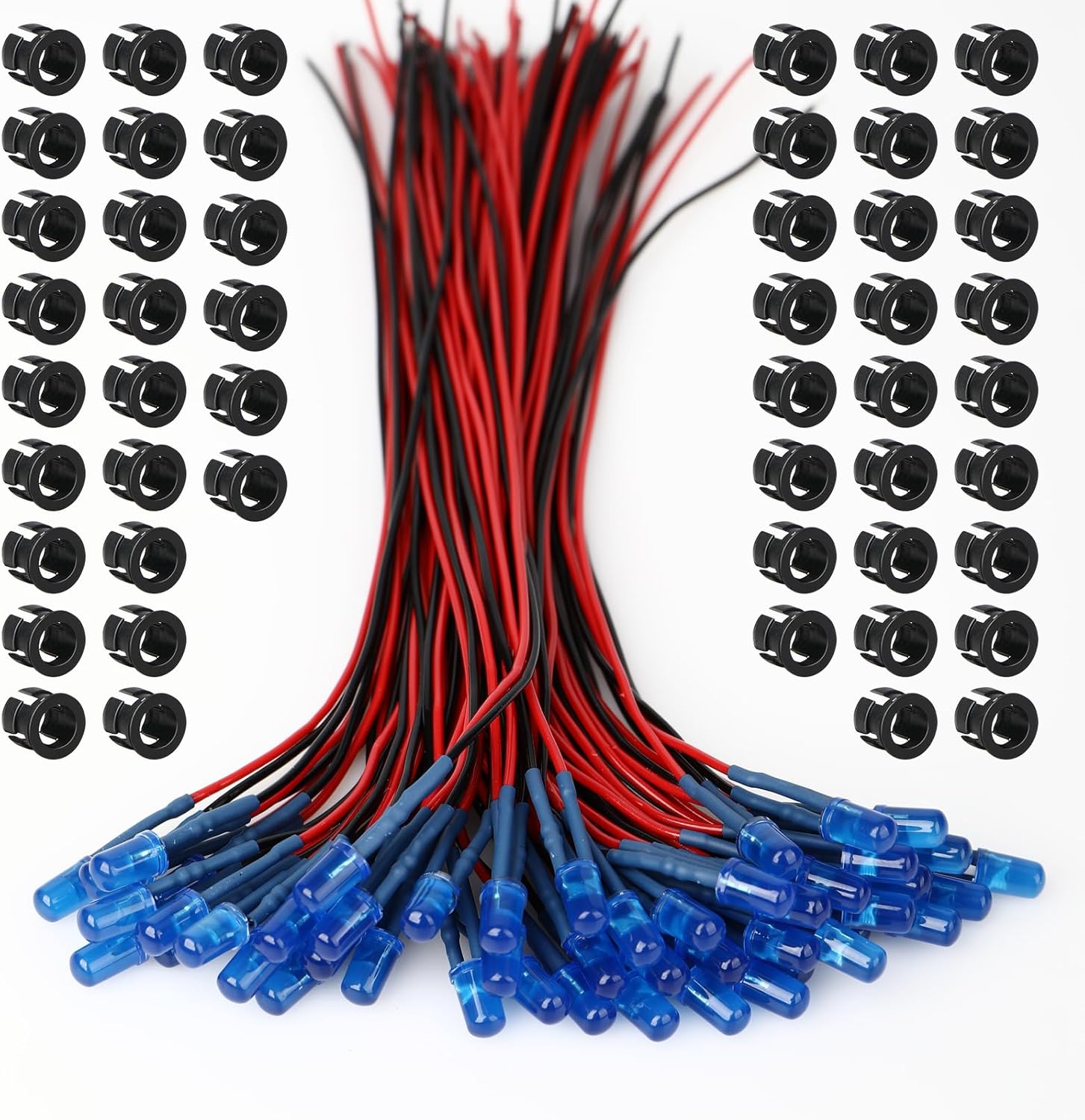 12 Volt 5MM Pre Wired Led Light Emitting Diodes,Micro Led Lights Diodes for Model Assortment Kit,9V 12V Mini Single Led Bulbs (Blue / 50 Pcs, 5MM)