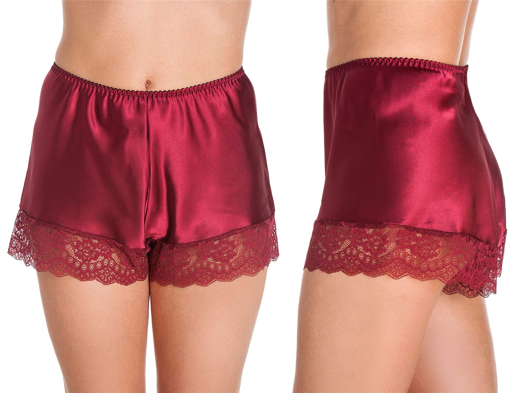 undercover lingerie F58 Womens Luxury Satin French Knickers Claret XOS