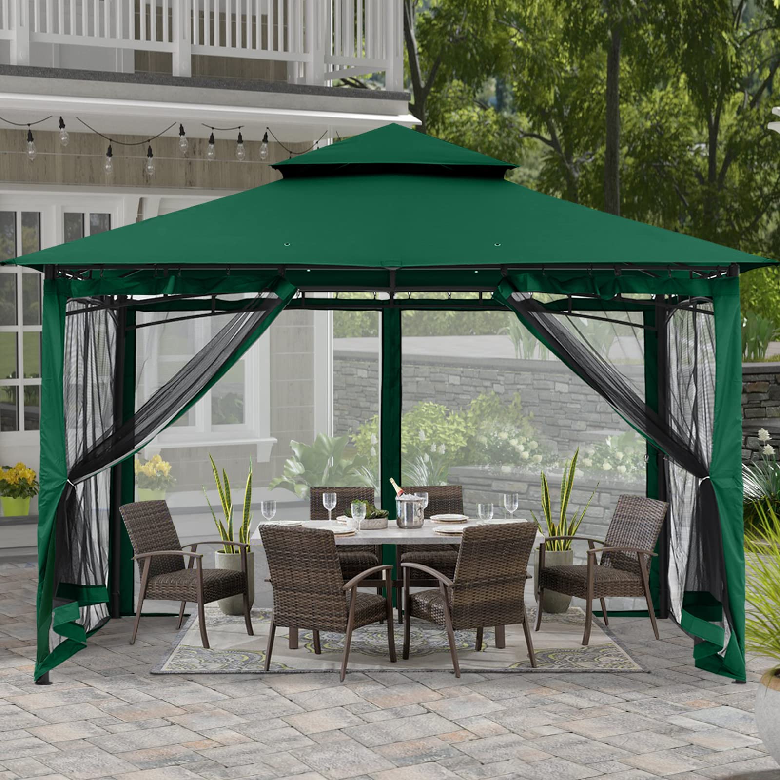 Buy Sturdy Patio Gazebo 10 Ft x 12 Ft with Mosquito Netting by