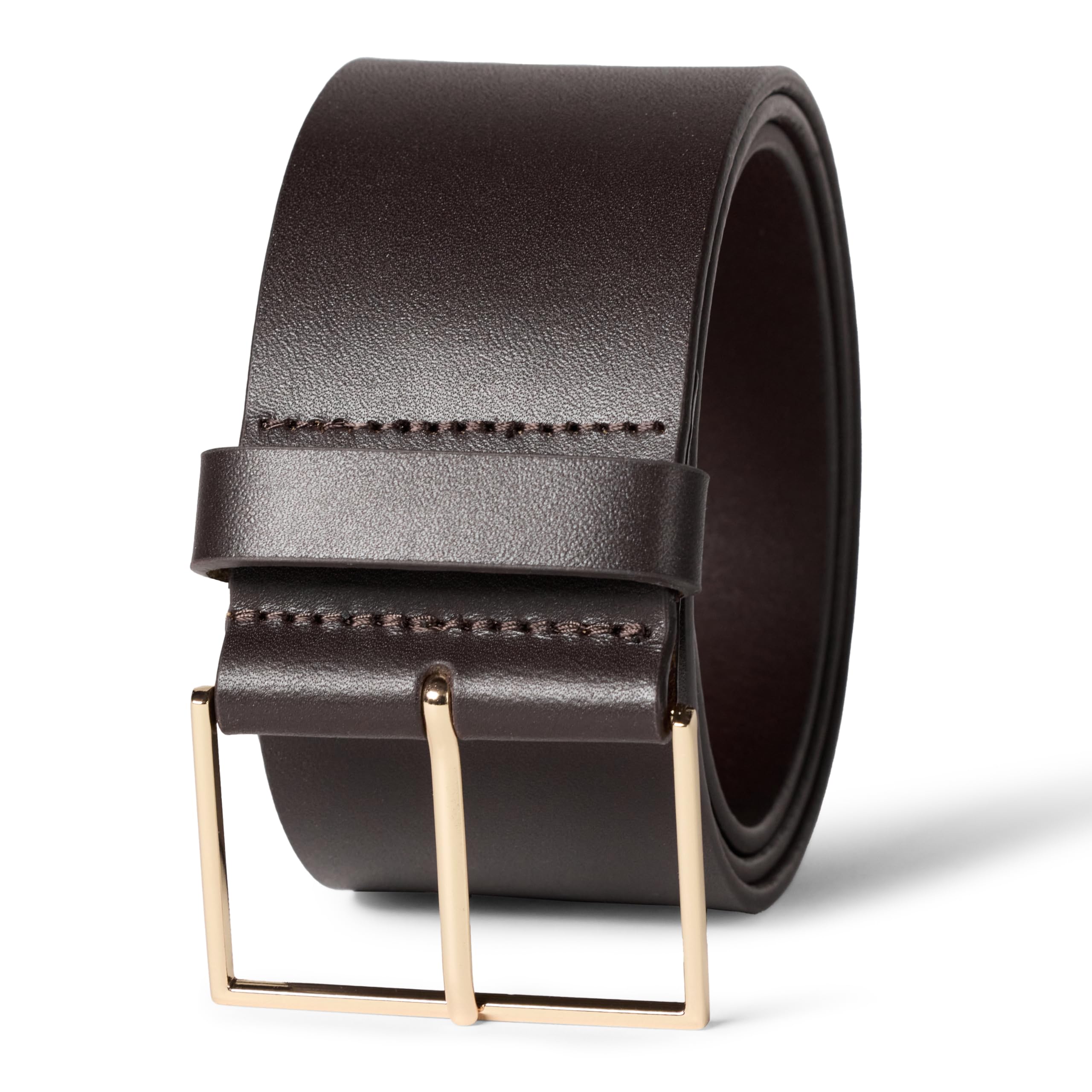 Amazon Essentials Women's Wide Leather Waist Belt, Brown, Small