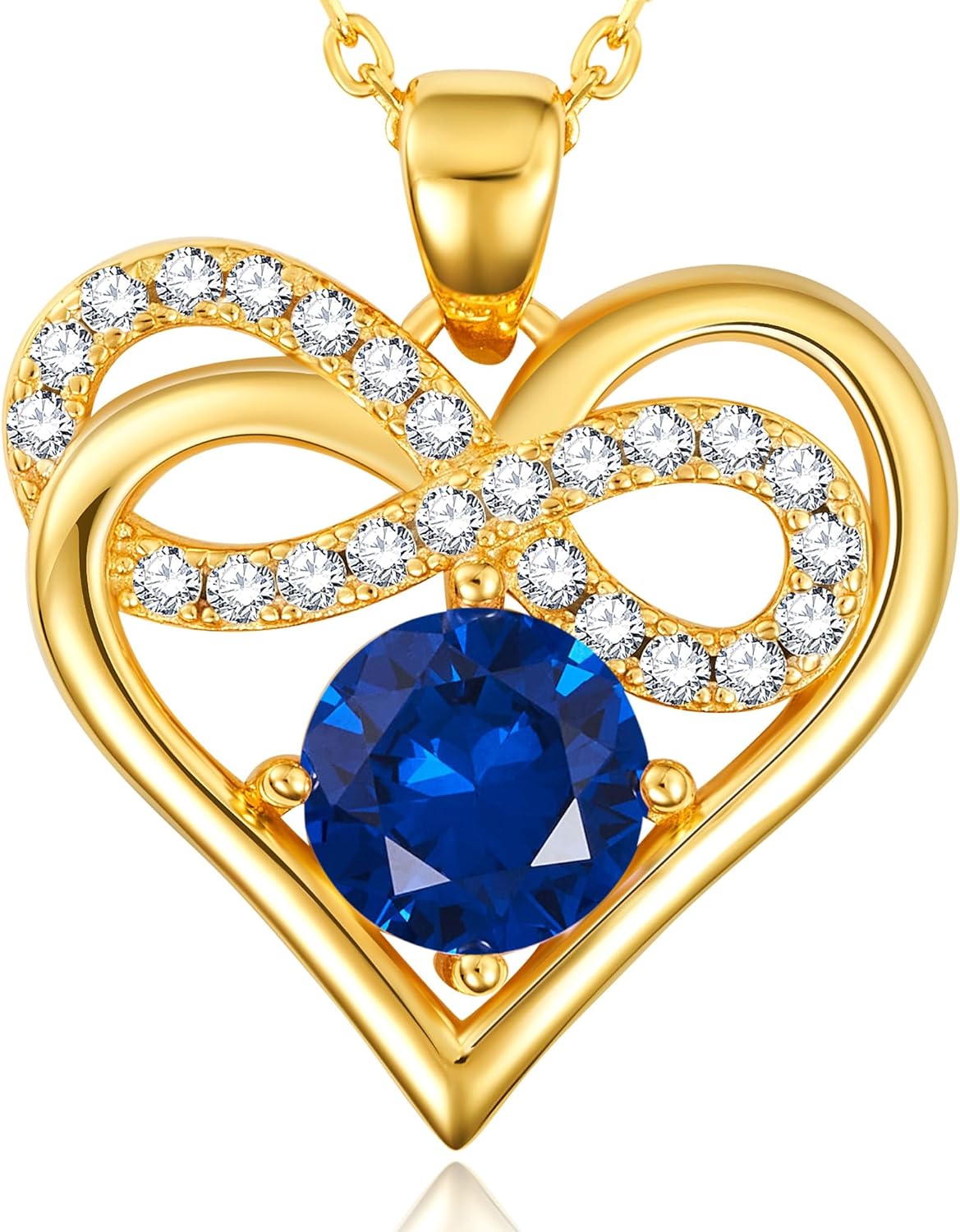 Heart Pendant Necklace for Women, Birthstone Infinity Heart Pendant - Sterling Silver Necklace for Wife or Girlfriend, Perfect Anniversary, Birthday, or 'I Love You' Gift, Timeless Jewelry She’ll Treasure