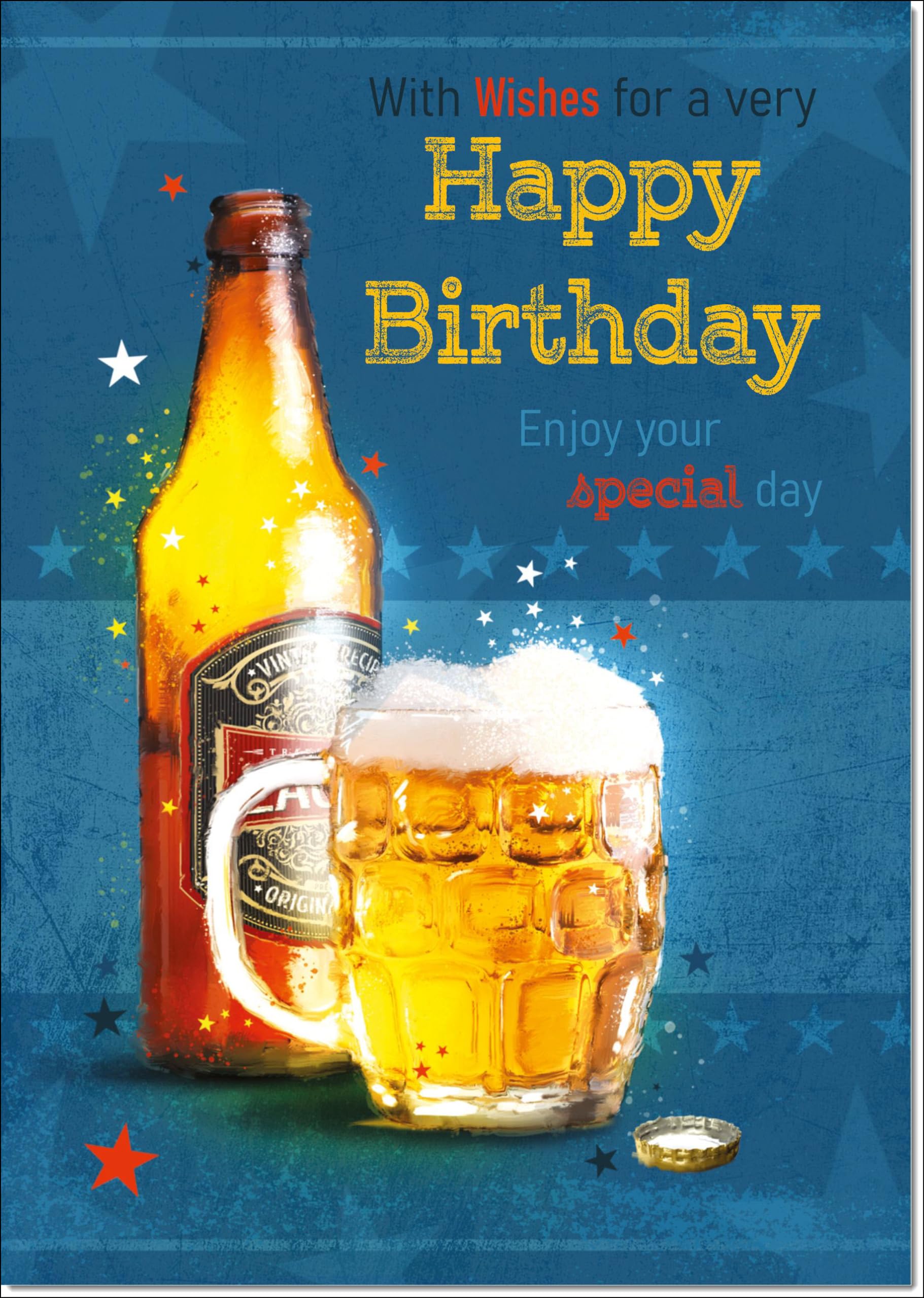 doodlecards Birthday Card for Him Beer Bottle Large A4 Size with Plain Envelope