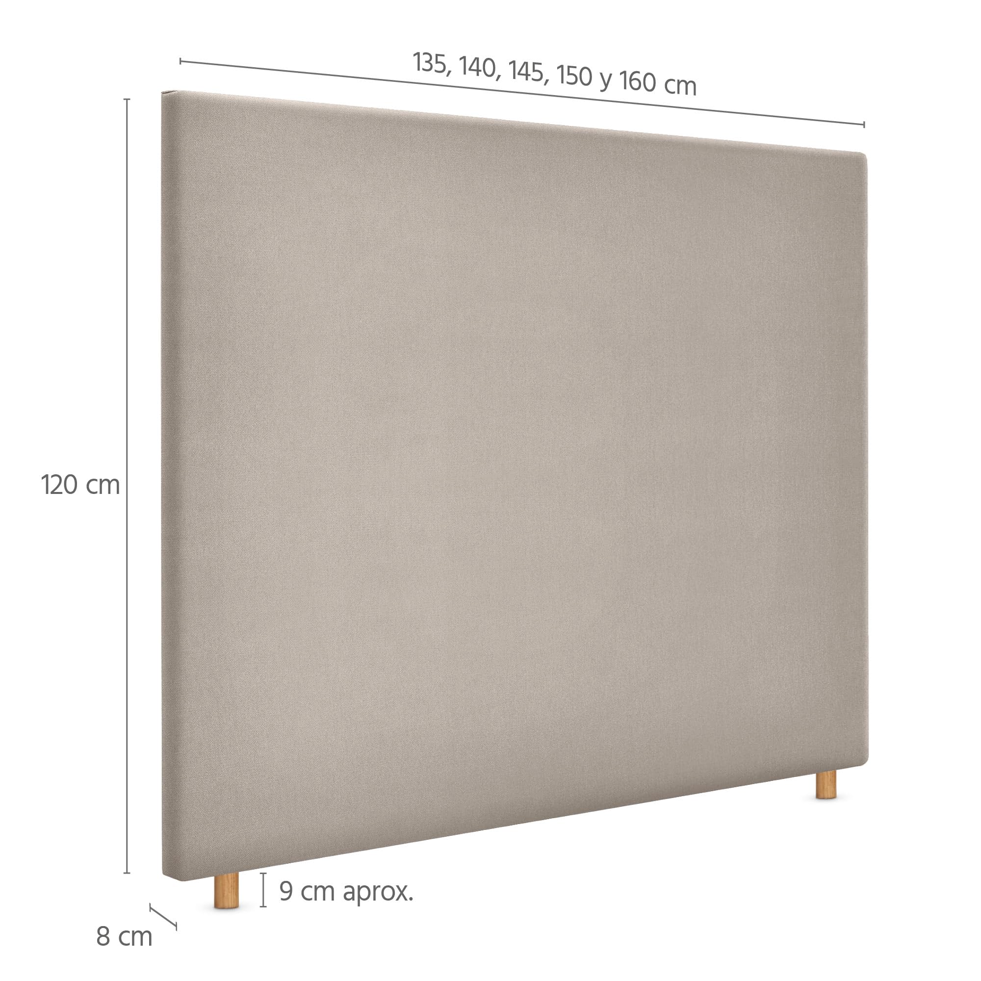 DHOME Testiera in Tessuto Liscia fino a Terra con Spessore di 8 cm Testiera Imbottita per Letto Camera da Letto Moderna Top Trend (Beige, 140cm)