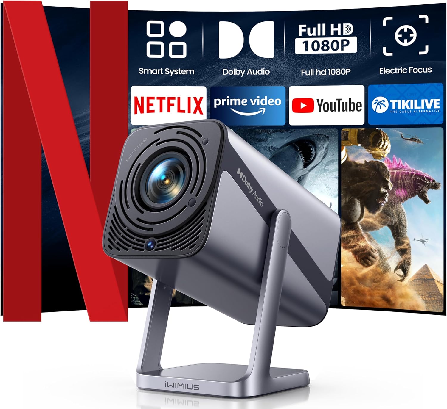 Netflix-Licensed/ Dolby Audio/- Smart 4K Projector with WiFi 6