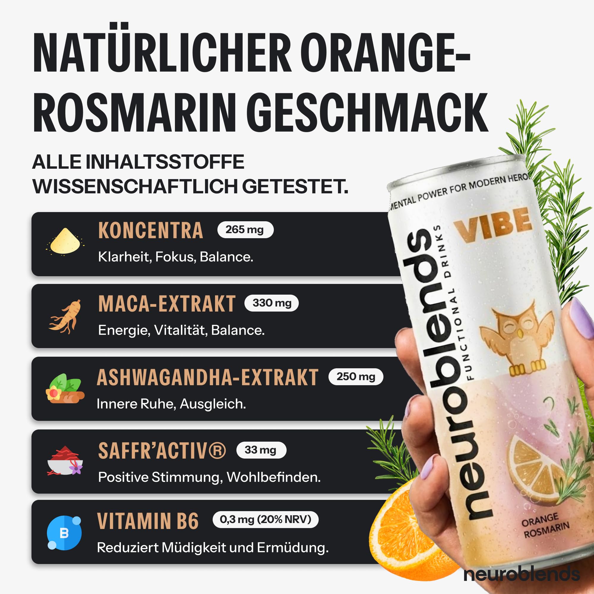 Neuroblends VIBE | Alkoholfreier Aperitif | Zero Zucker | 24x330ml | 0% Alkohol & 0 Kalorien | Party Drink ohne Kater | Alkoholfreier Cocktail in Dosen