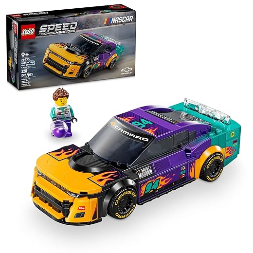 Lego speed champions nascar next gen chevrolet camaro zl1, model racecar building set, nascar collectible racing toy for kids ages 9 and up, 76935
