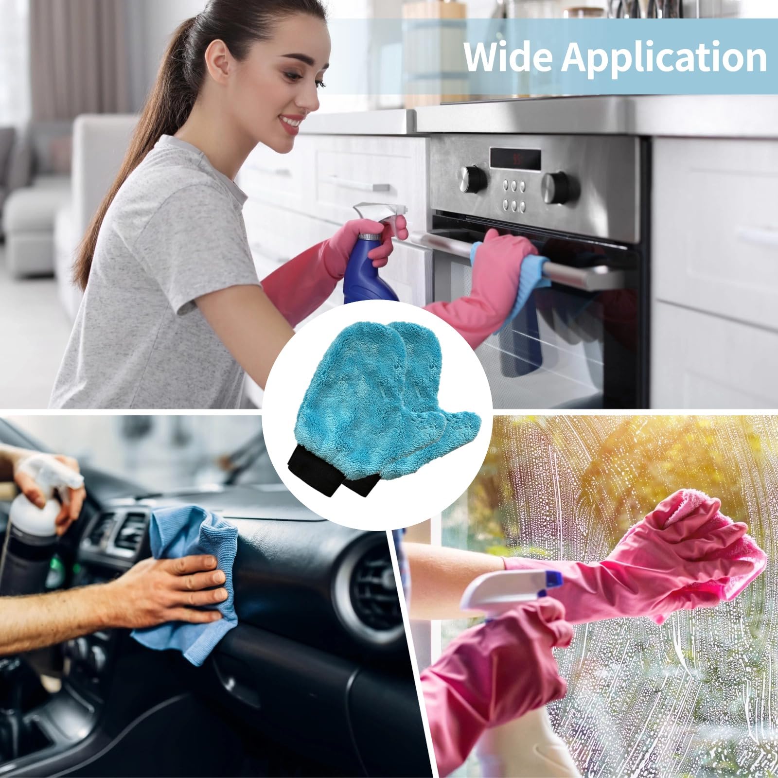 6 Stück Mikrofaser-Autowaschhandschuhe, Korallvlies-Reinigungshandschuhe für Autoaufbereitung, kratzfreie Staubhandschuhe für Pflanzen, Küche, Bad und Haushalt, weich, fusselfrei, nass/trocken