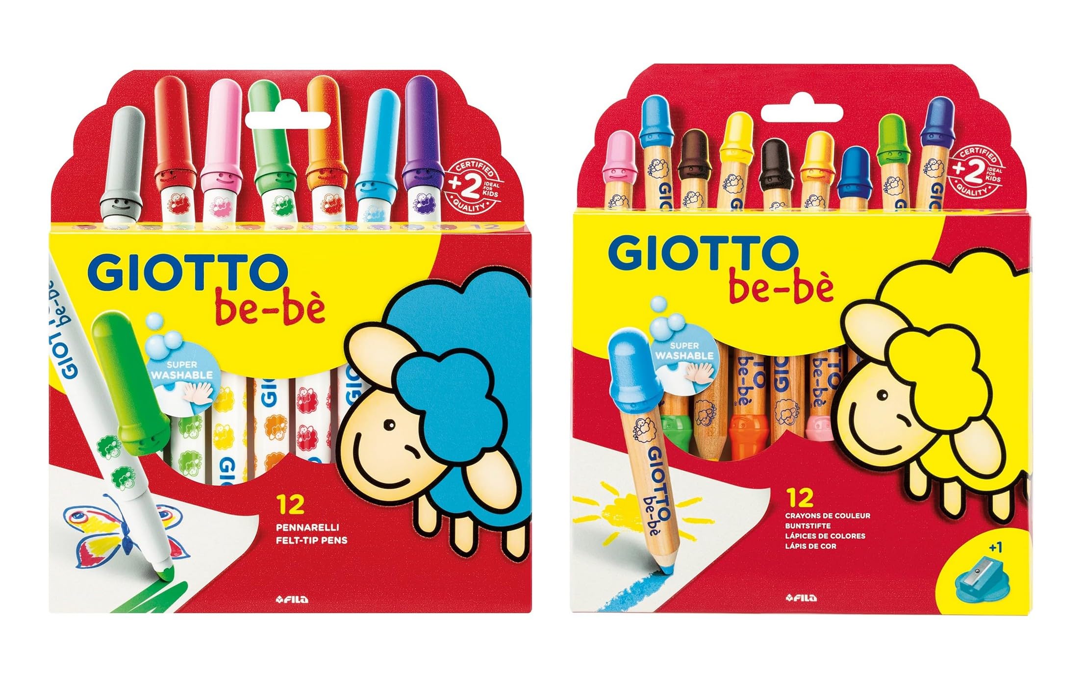 Lot Giotto Bébé 12 Feutres + 12 Crayons de Bois