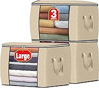 Vista 18 de Fab totes Paquete de 8 bolsas de almacenamiento plegables para mantas, contenedores de almacenamiento para organizar dormitorio, armario, ropa, Gris