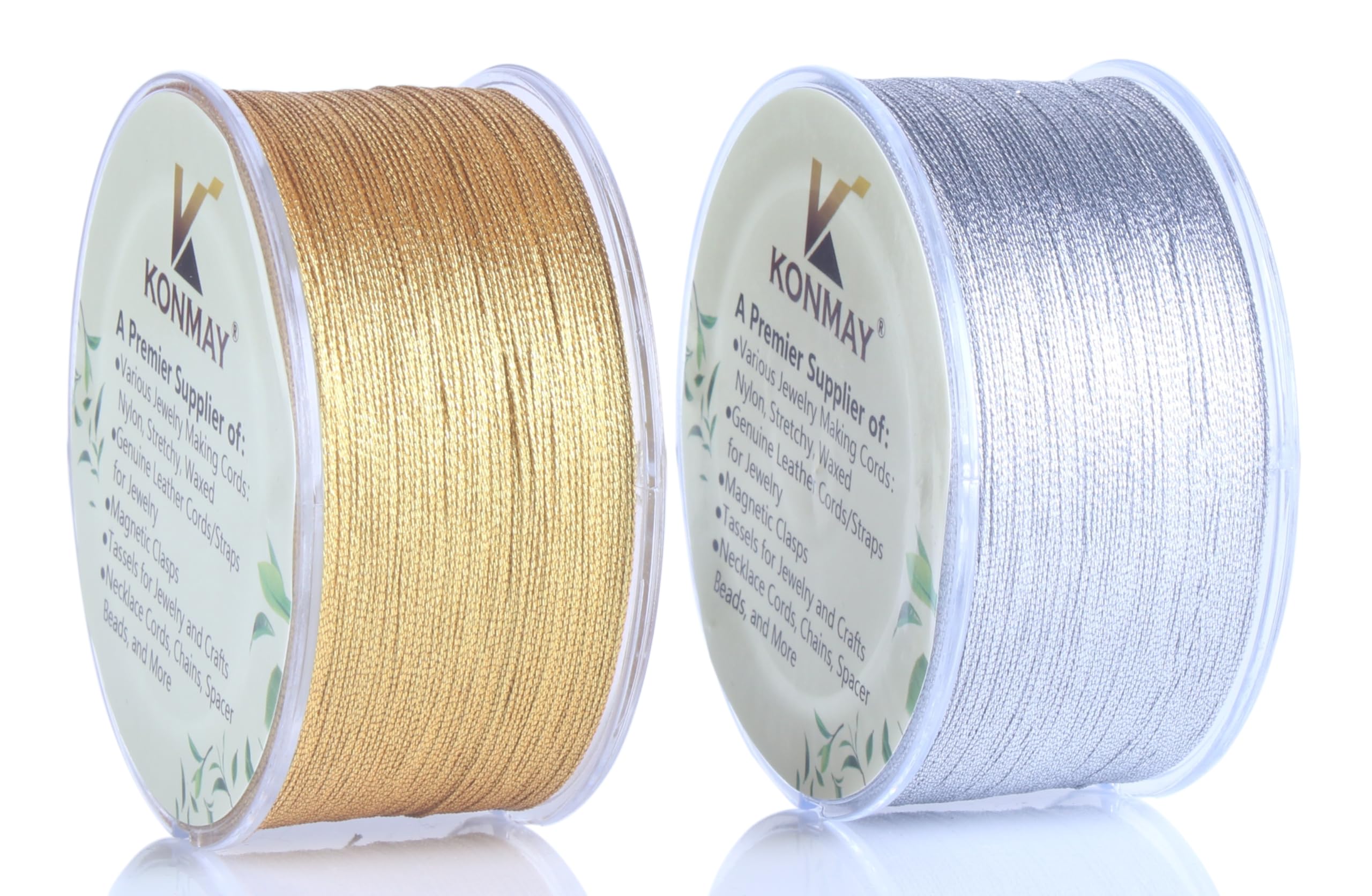 KONMAY 0.2mm Tinsel Thread with Case, 632 Yards Metallic Golden and Silver Twine Strings for Jewelry Making, Crafting, Decoration, Gift Wrapping, Christmas Ornaments Hanging
