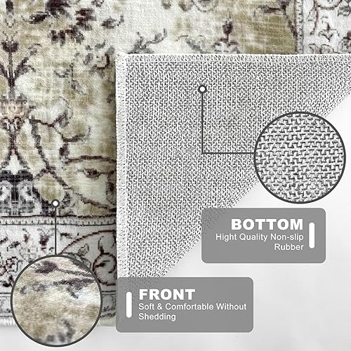 Miniatura 3 de Hallway Runner 2x8 Runner Rug Vintage Floral Rug Washable Rug Kitchen Runner Non-Slip Low Pile Runners for Hallways Bathroom Rug Laundry Room Rug