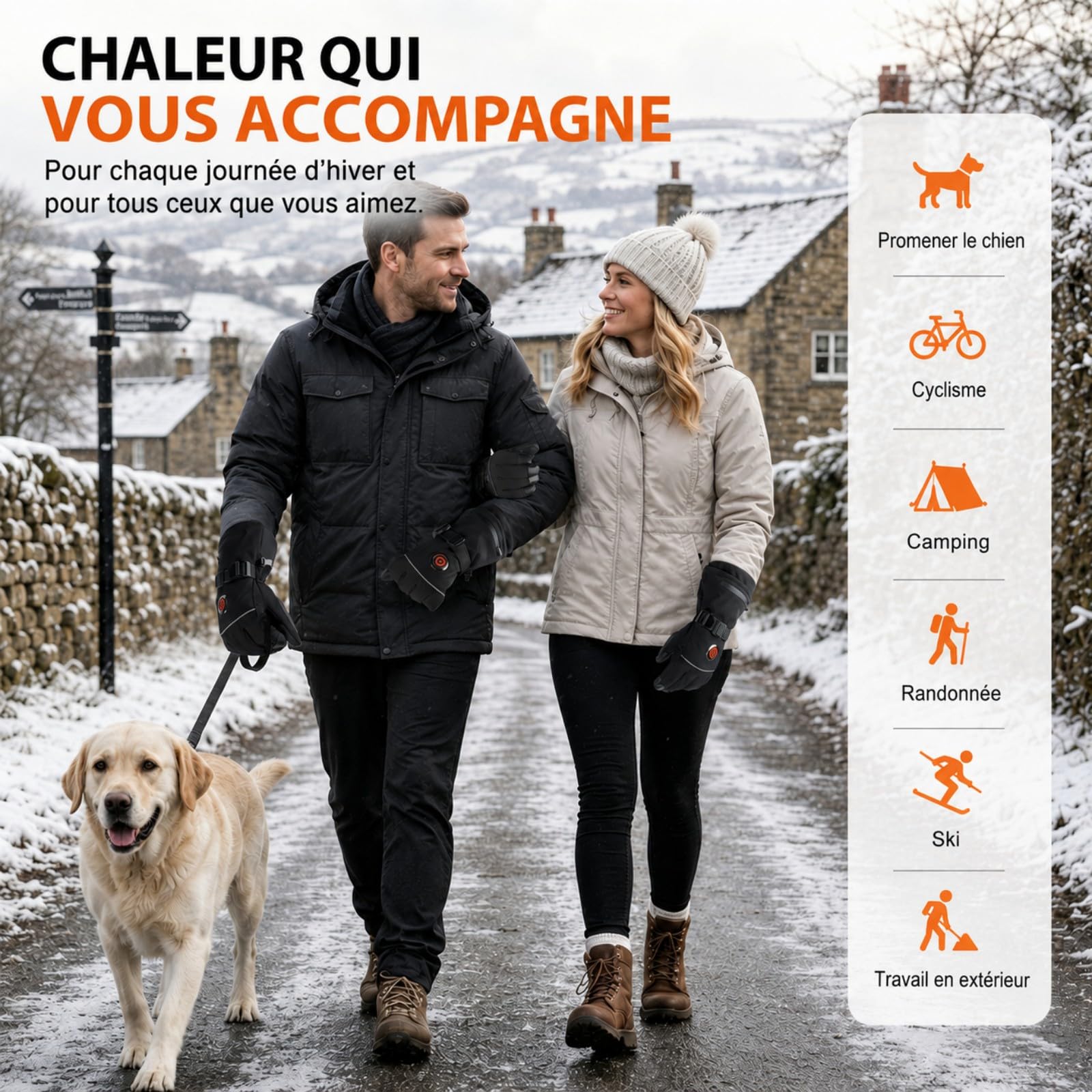 MRAWARM Gants chauffants pour homme et femme avec batterie de 6000 mAh