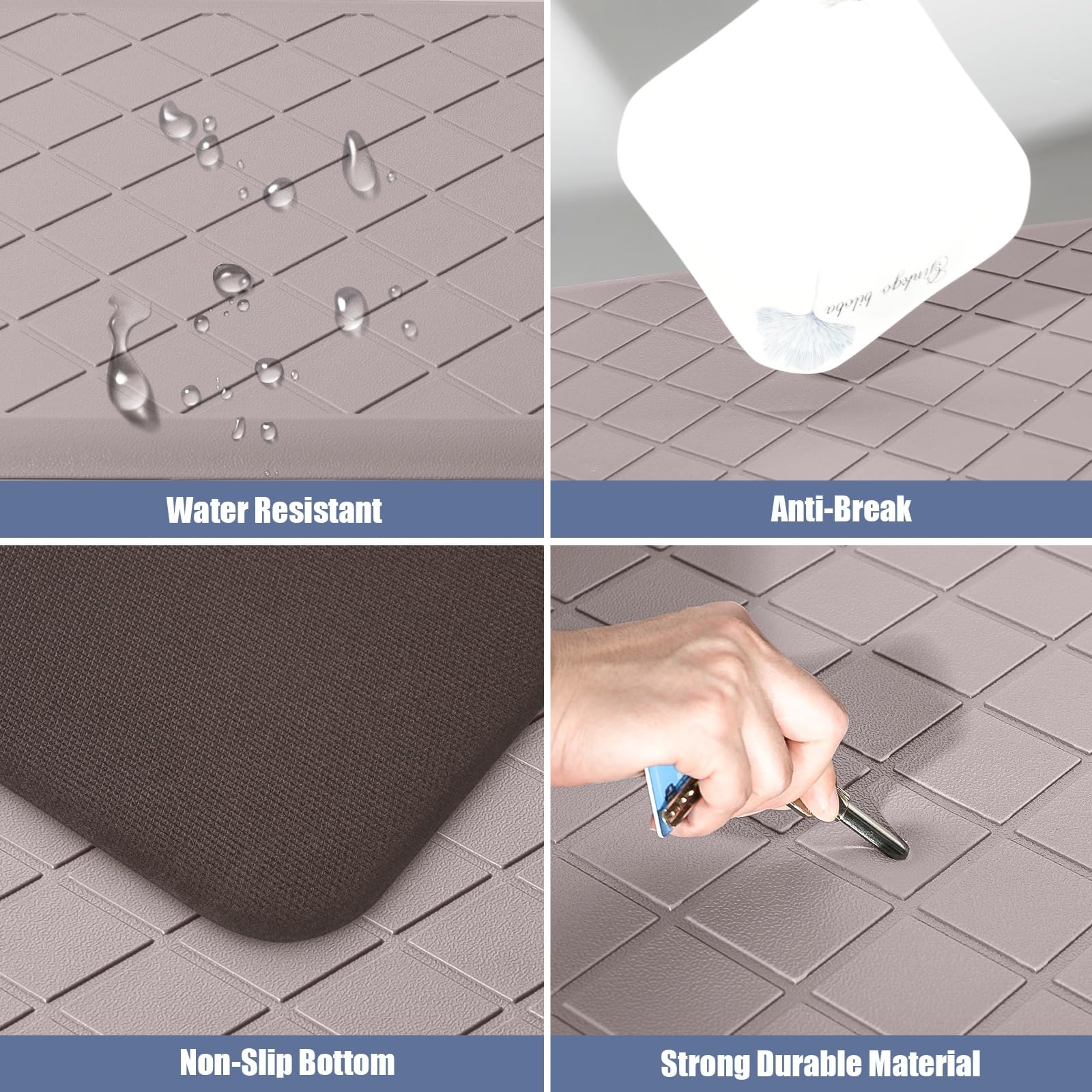 Tapete de Cocina Acolchado, 2 Piezas, alfombras de Cocina antifatiga, alfombras de Cocina Resistentes y Antideslizantes, ergonómicas y cómodas de Espuma para el hogar, Oficina, Fregadero,