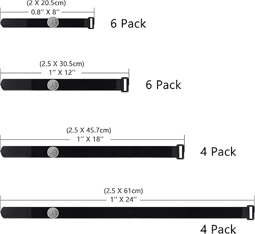 Miniatura 10 de Wisdompro - Paquete de 12 correas de sujeción reutilizables con velcro de 1 x 18 pulgadas, reutilizables, duraderas y funcionales para mantener tu