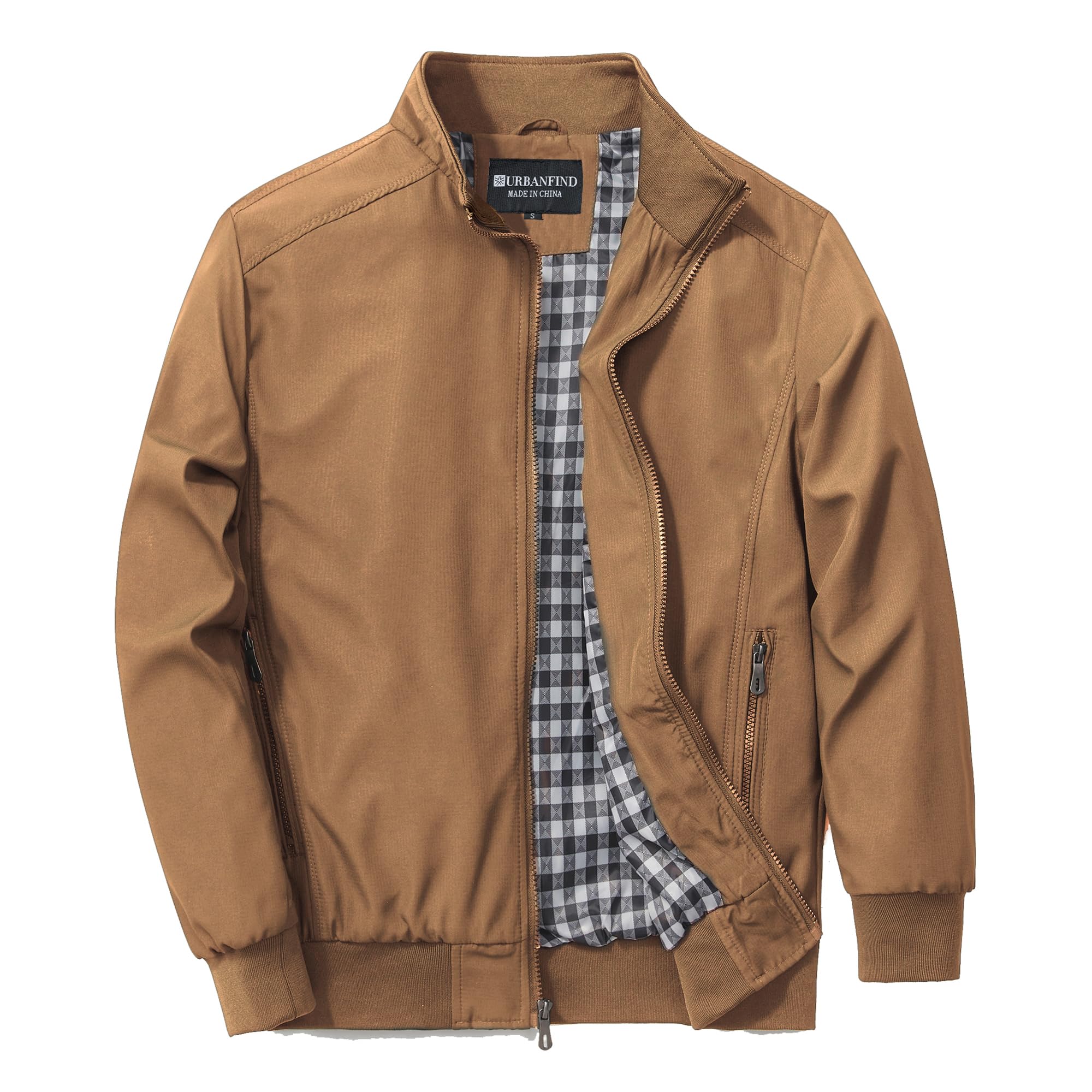 URBANFIND Men's Sports Shell Jacket Lightweight Windbreaker Outdoor Recreation Coat, Coffee, XL