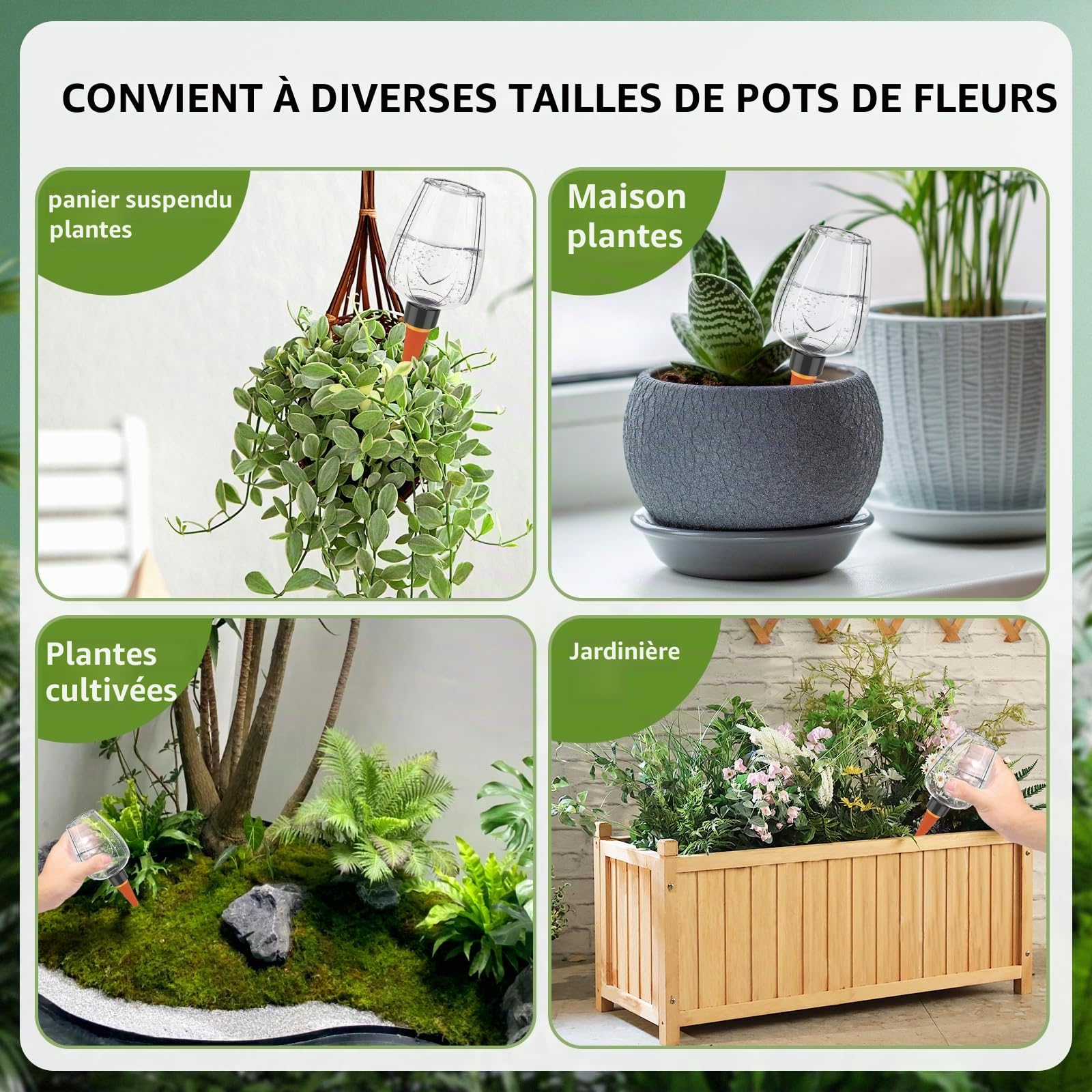 Boules d'arrosage, lot de 4 pour arrosage automatique des plantes, 350 ml/11,8 oz, boule d'arrosage auto-alimentée pour l'arrosage automatique des plantes d'intérieur, de balcon et de jardin (couleur