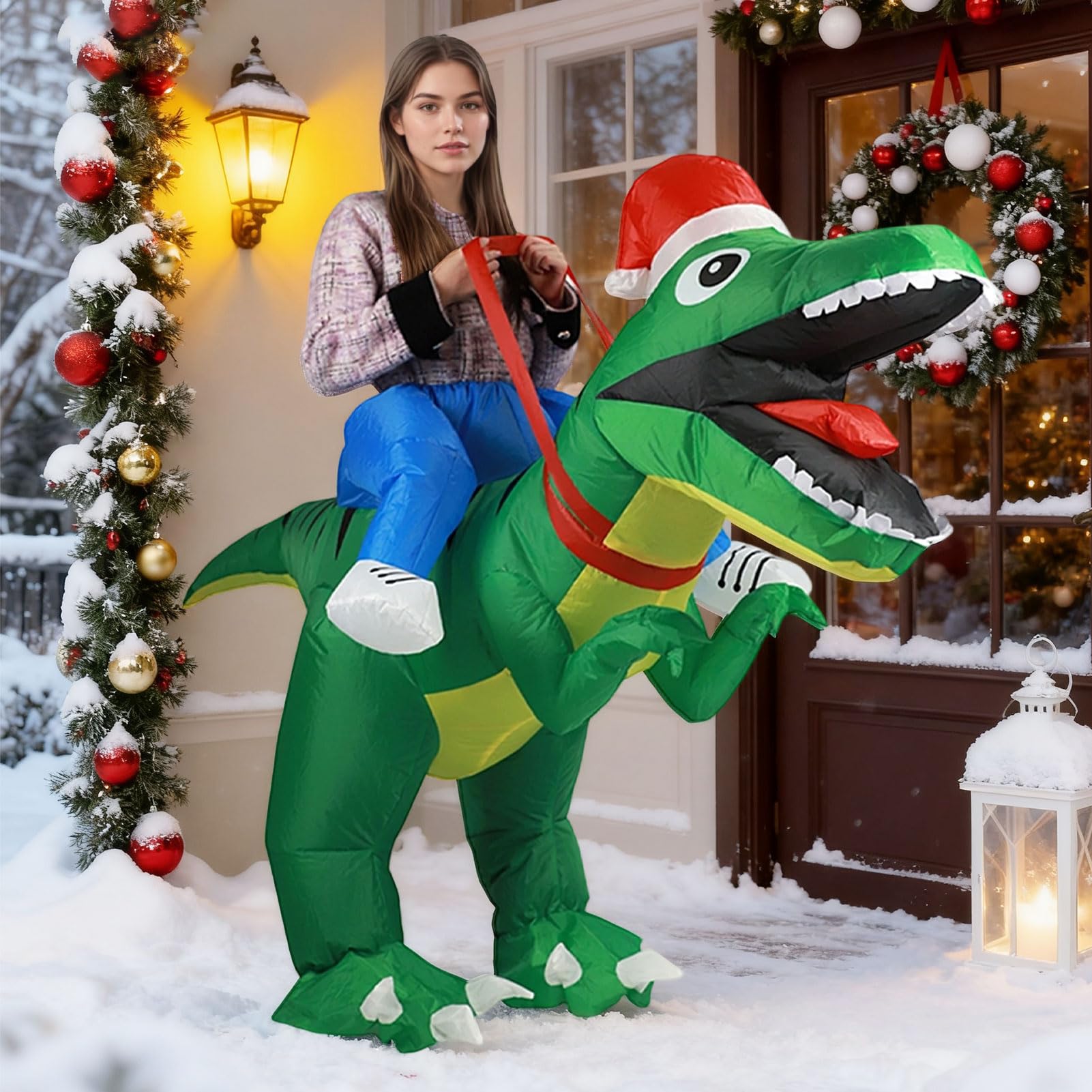 Harsever Inflatable Dinosaur Costume Adult,Blow Up Ride On Outfit,Inflatable Costume Adult,Fun Cosplay for Women Men,Christmas - Image 4