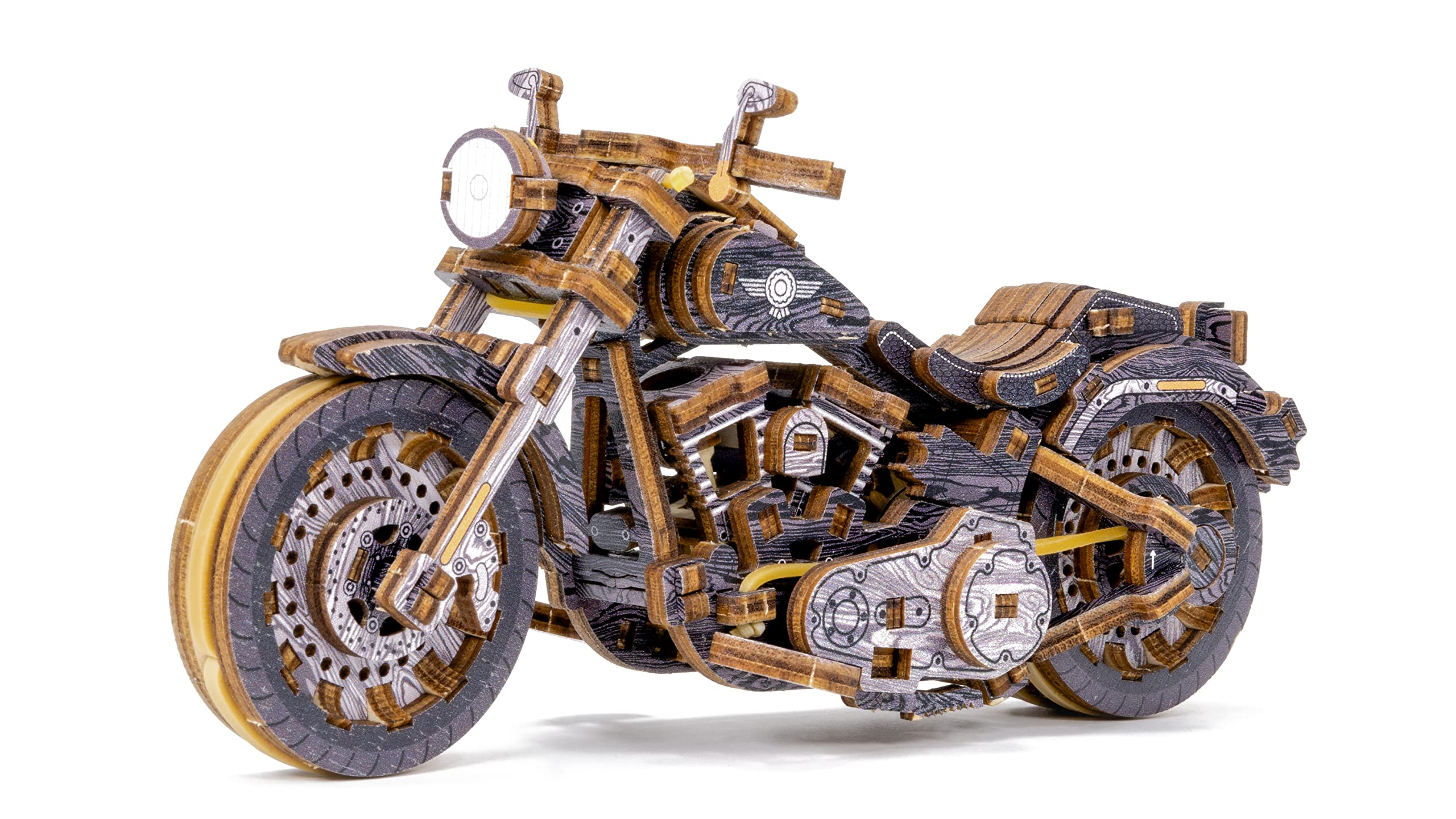 WOODEN.CITY Cruiser V-Twin Limited Edition, Model Kits for Adults to Build, DIY Wooden 3D Puzzle, Model Scale 1:13, 168 Pieces, Mechanical Gears Motorcycle, Rubber Motor, Painted Body
